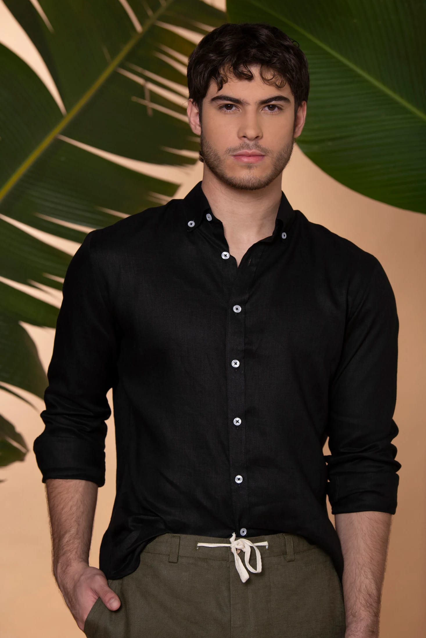 Camisa Sirocco Lino Negro - imagen 1