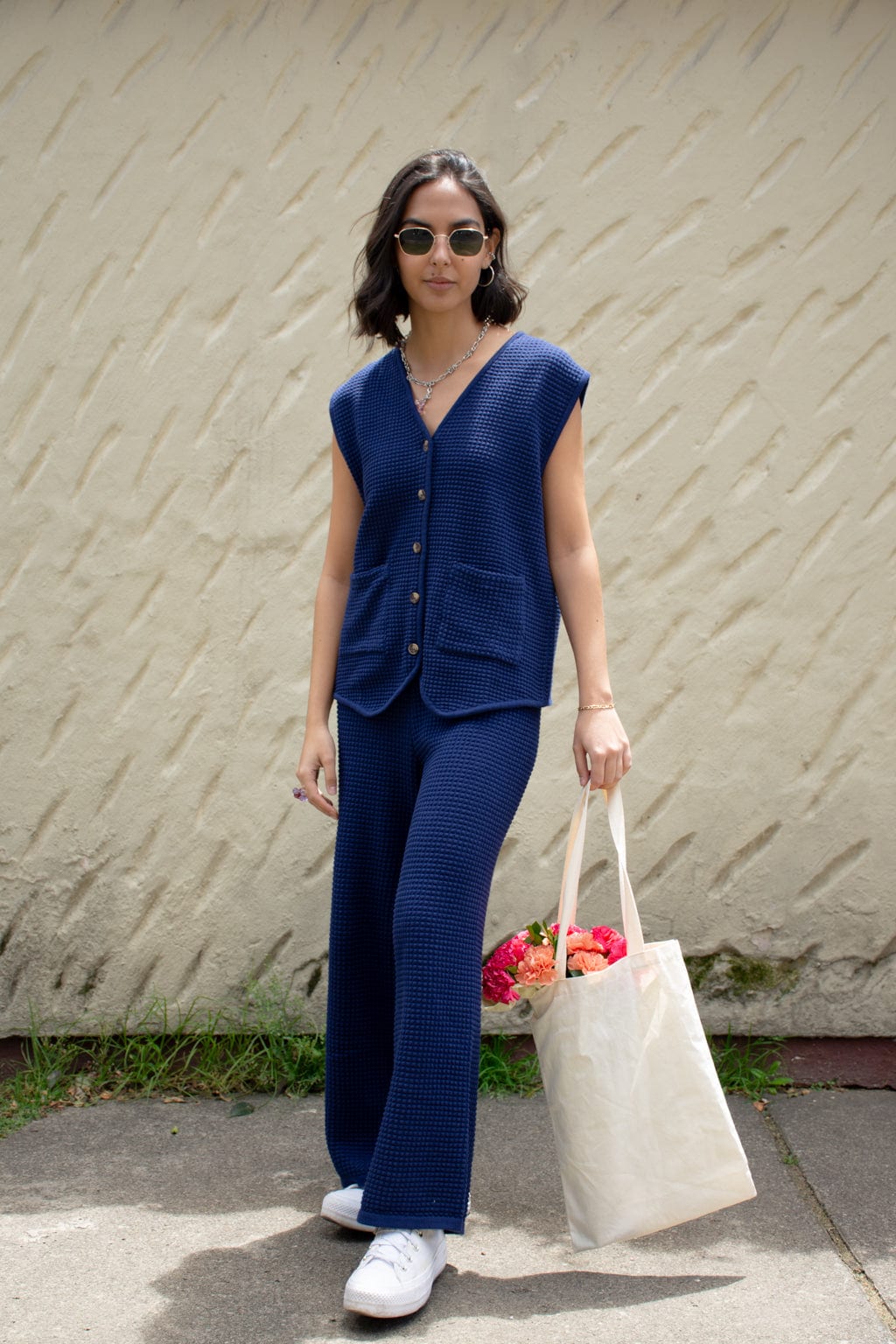 Pantalón Tejido Waffle Azul - imagen 9