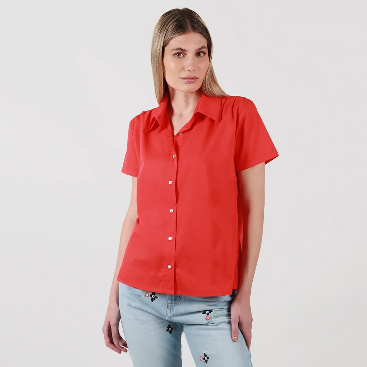 Blusa cuello camisero manga corta - imagen 36