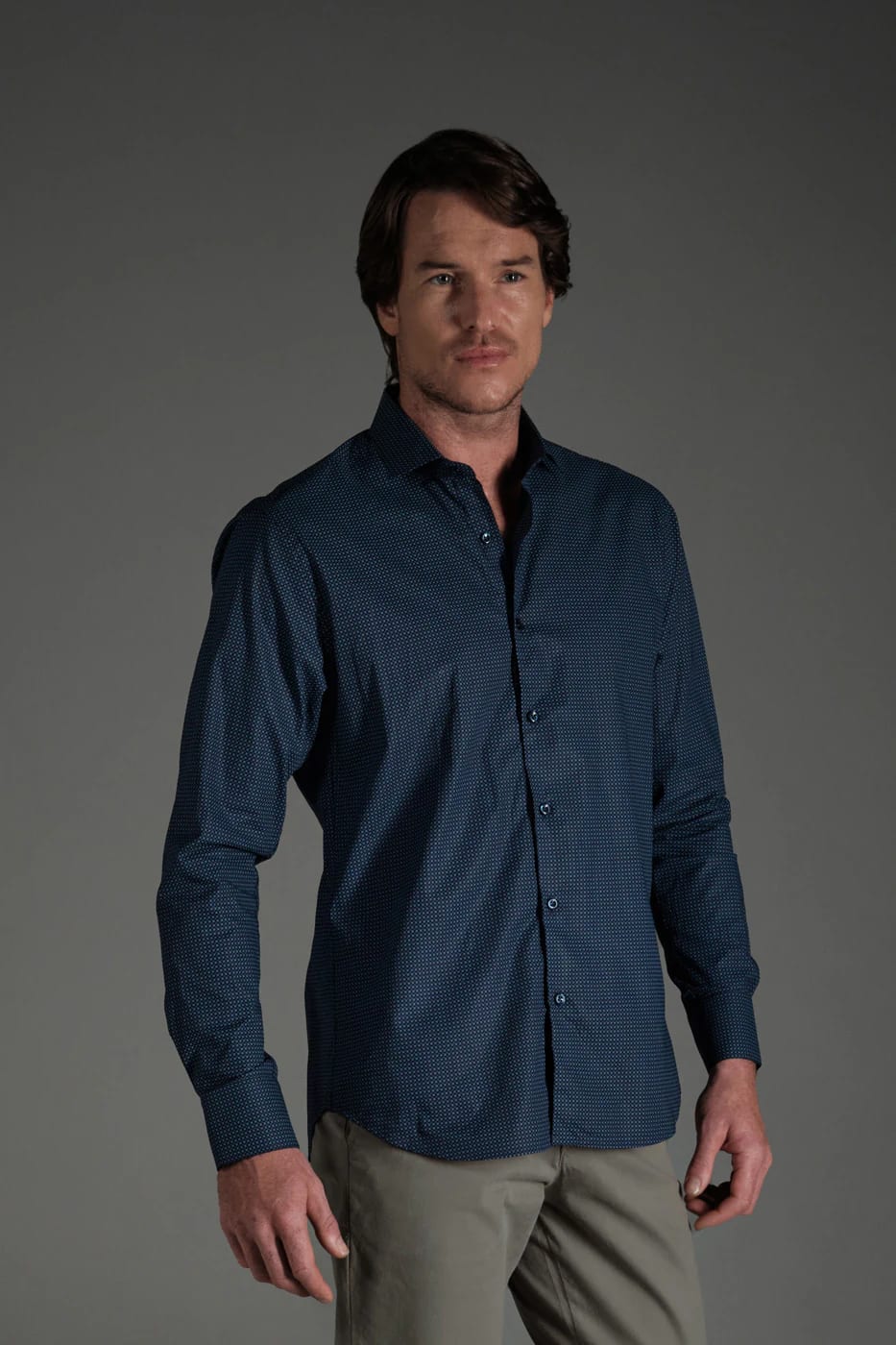 Camisa Casual Classic Algodón Azul Navy Mini Print - imagen 4