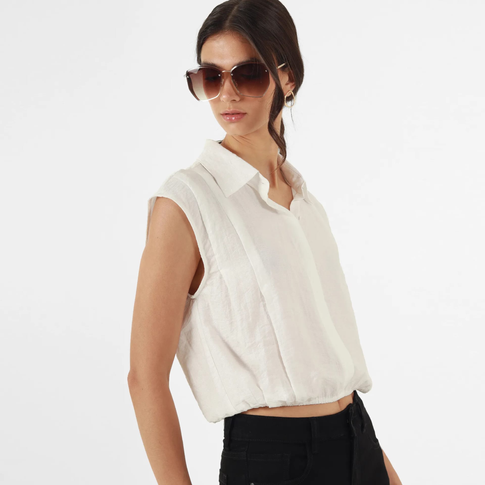 Blusa Cuello Camisero Manga Sisa - imagen 36