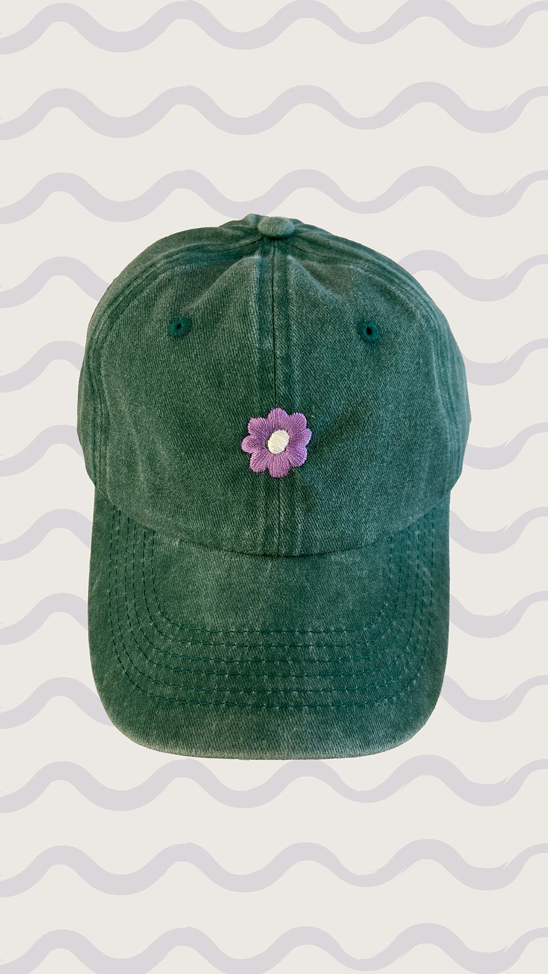 gorra flor bordada - verde - imagen 3