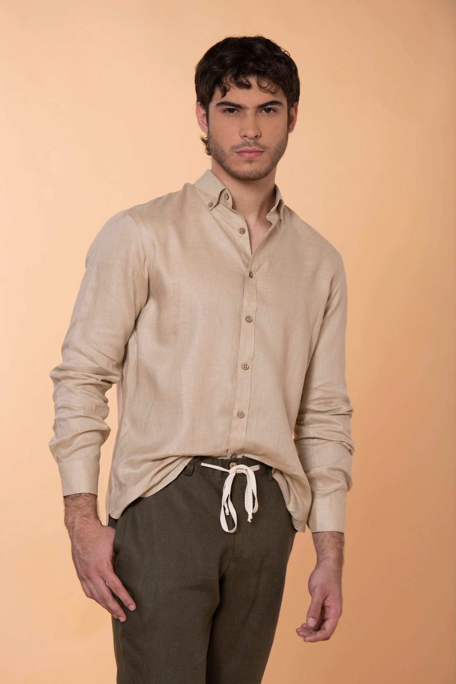 Camisa Sirocco Lino Beige - imagen 4