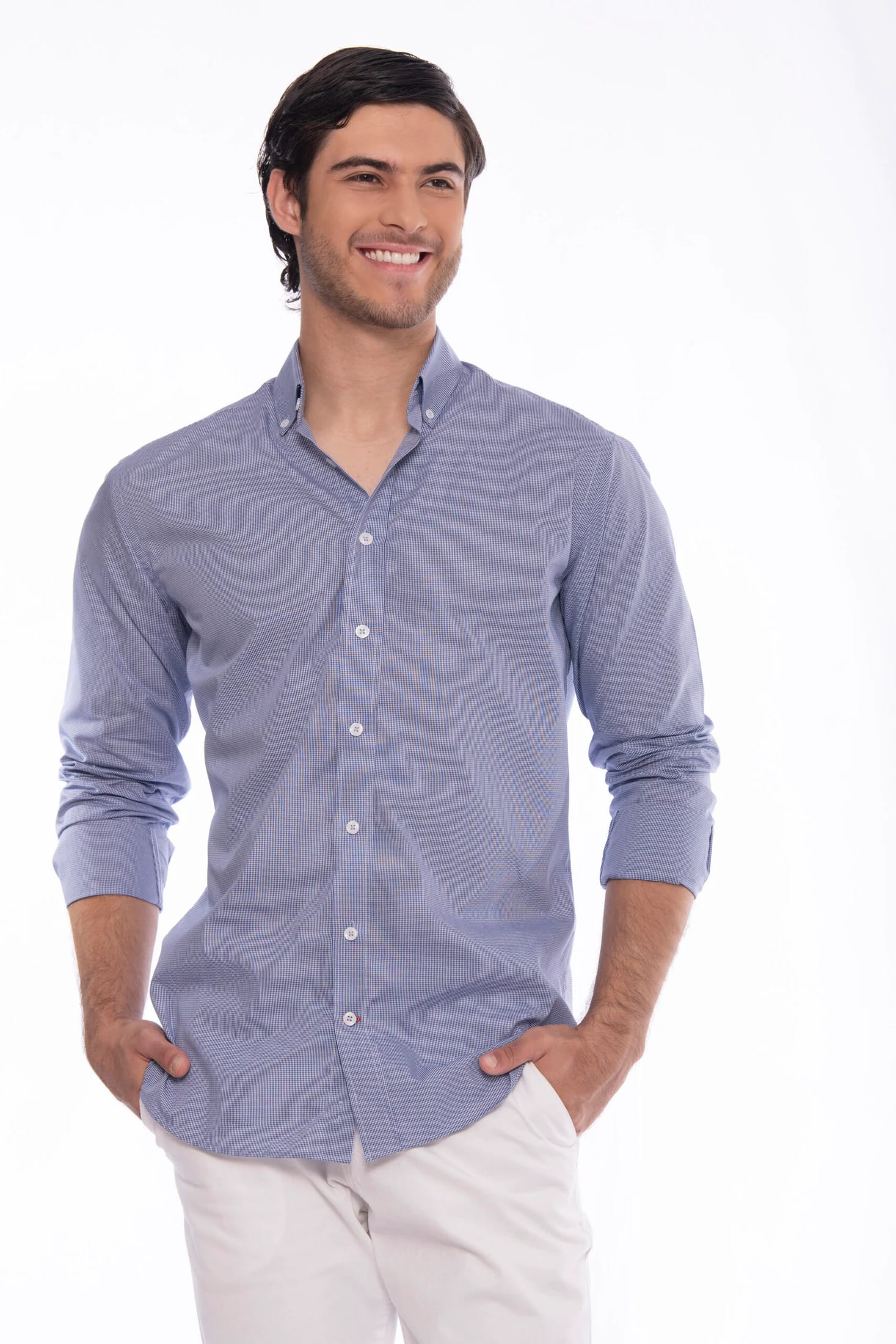Camisa Algodón Azul Cuadros - imagen 6
