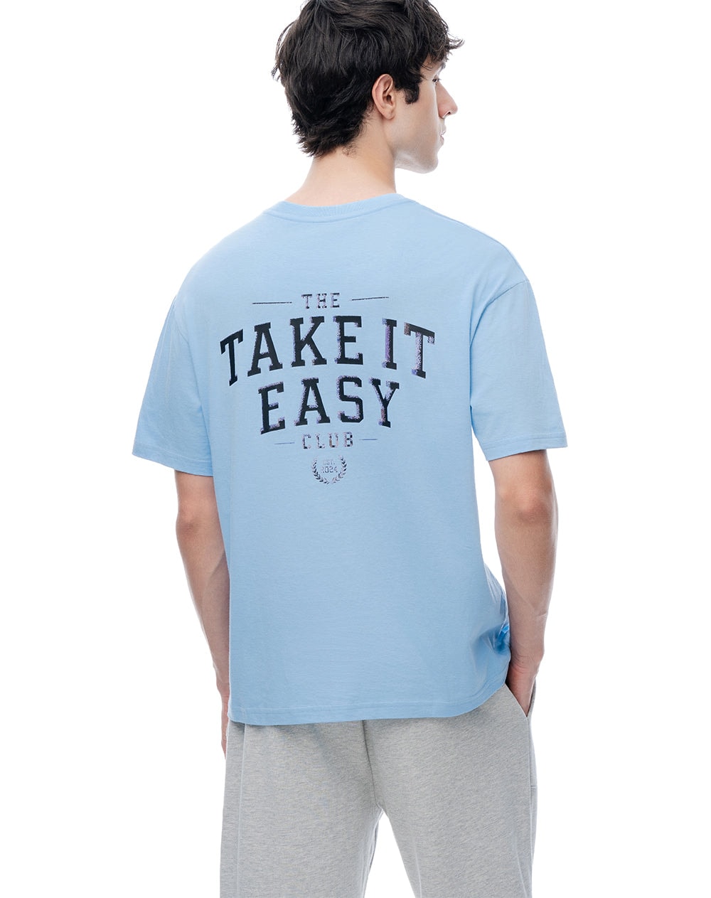 Camiseta manga corta regular estampado azul claro hombre - imagen 1