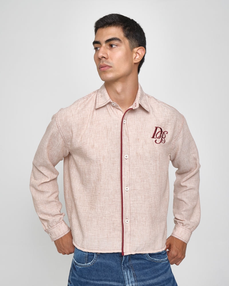 Camisa Boxy Contrast Beige - imagen 1