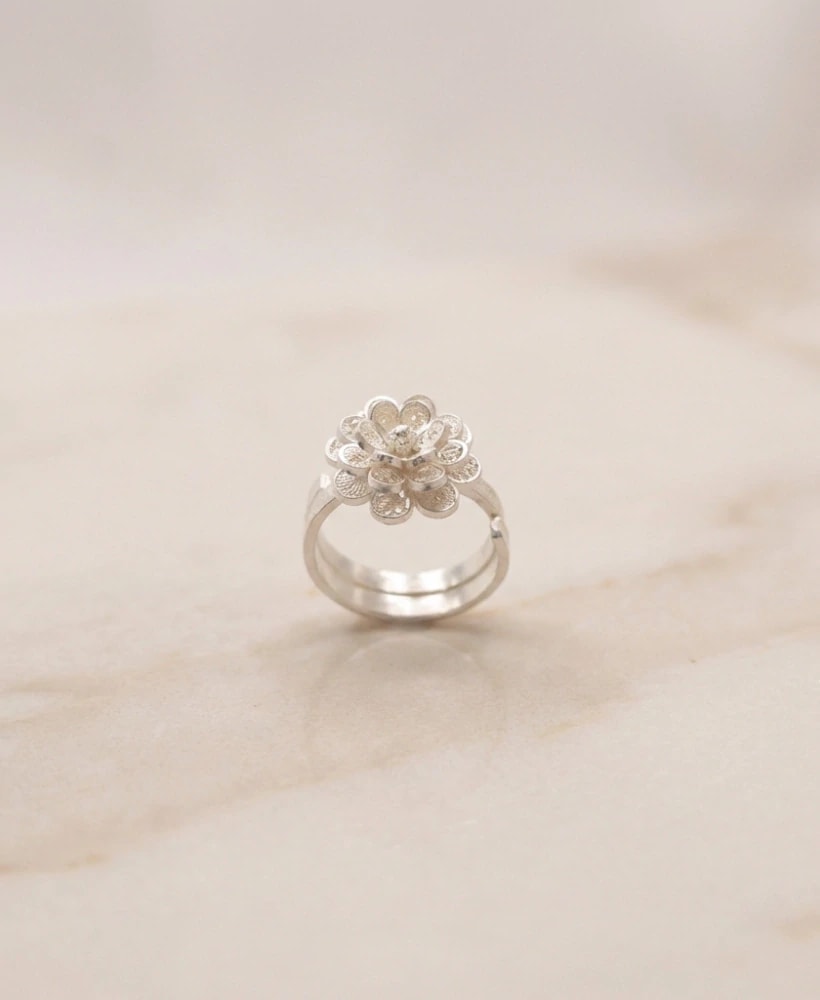 Anillo Flor ajustable en Plata ley 950 Filigrana - imagen 1
