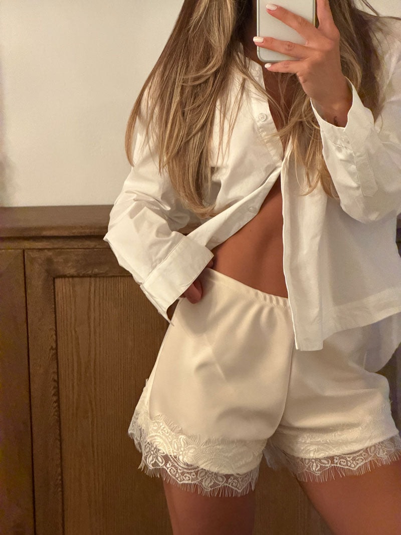 Short en Satín Lushia - Marfil - imagen 1