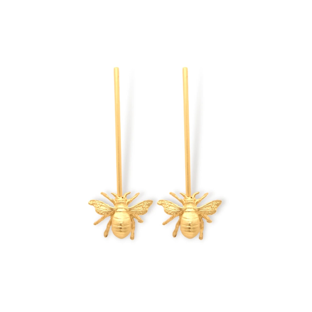 Aretes largos con abeja pequeña - imagen 1