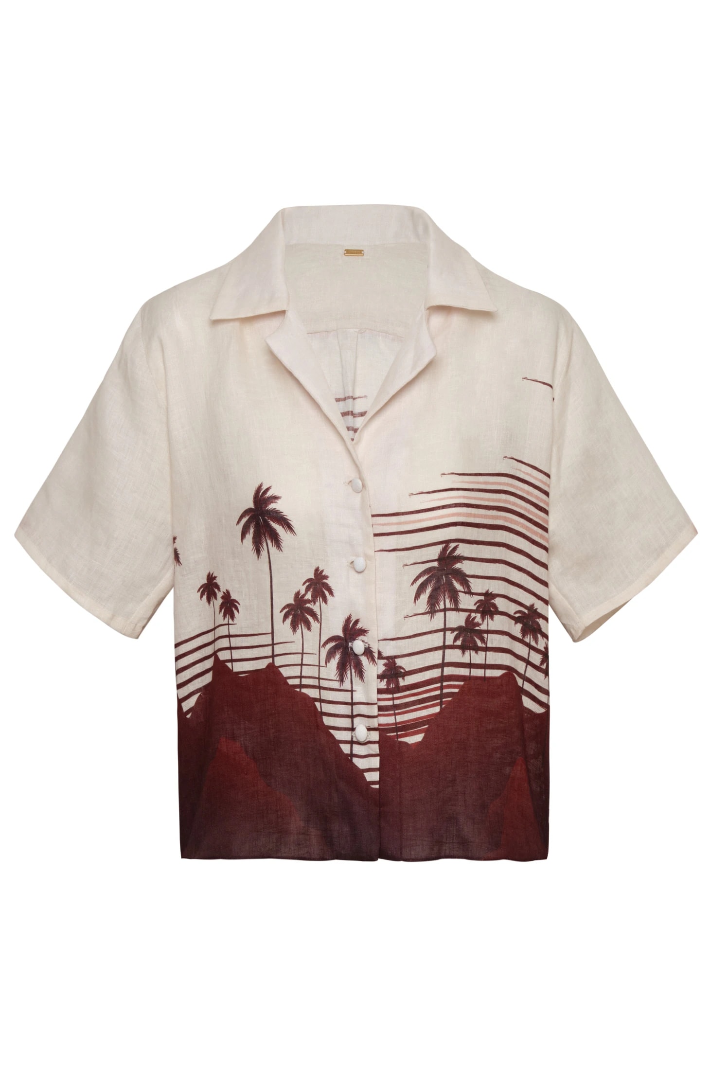 Tomaso Linen Shirt / Red Tropical Landscape - imagen 1