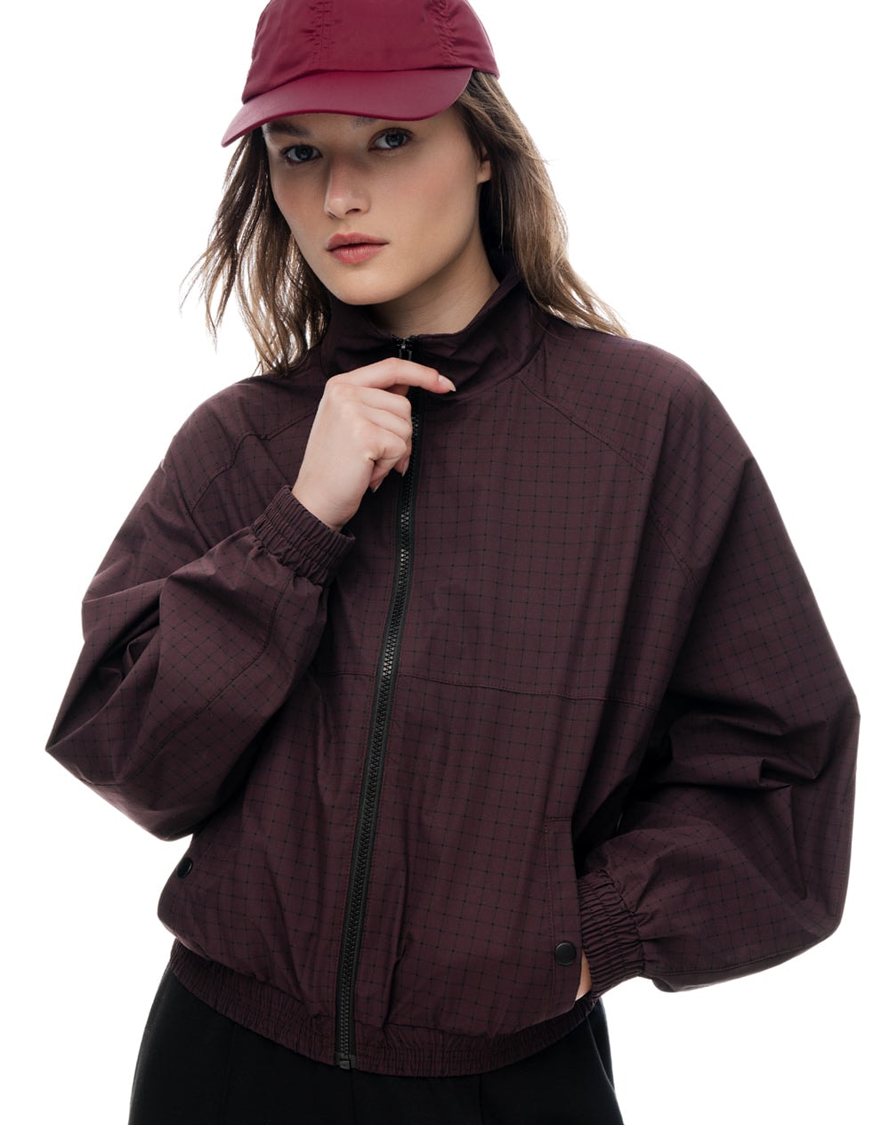 Chaqueta regular sin capucha morado estampado mujer - imagen 1