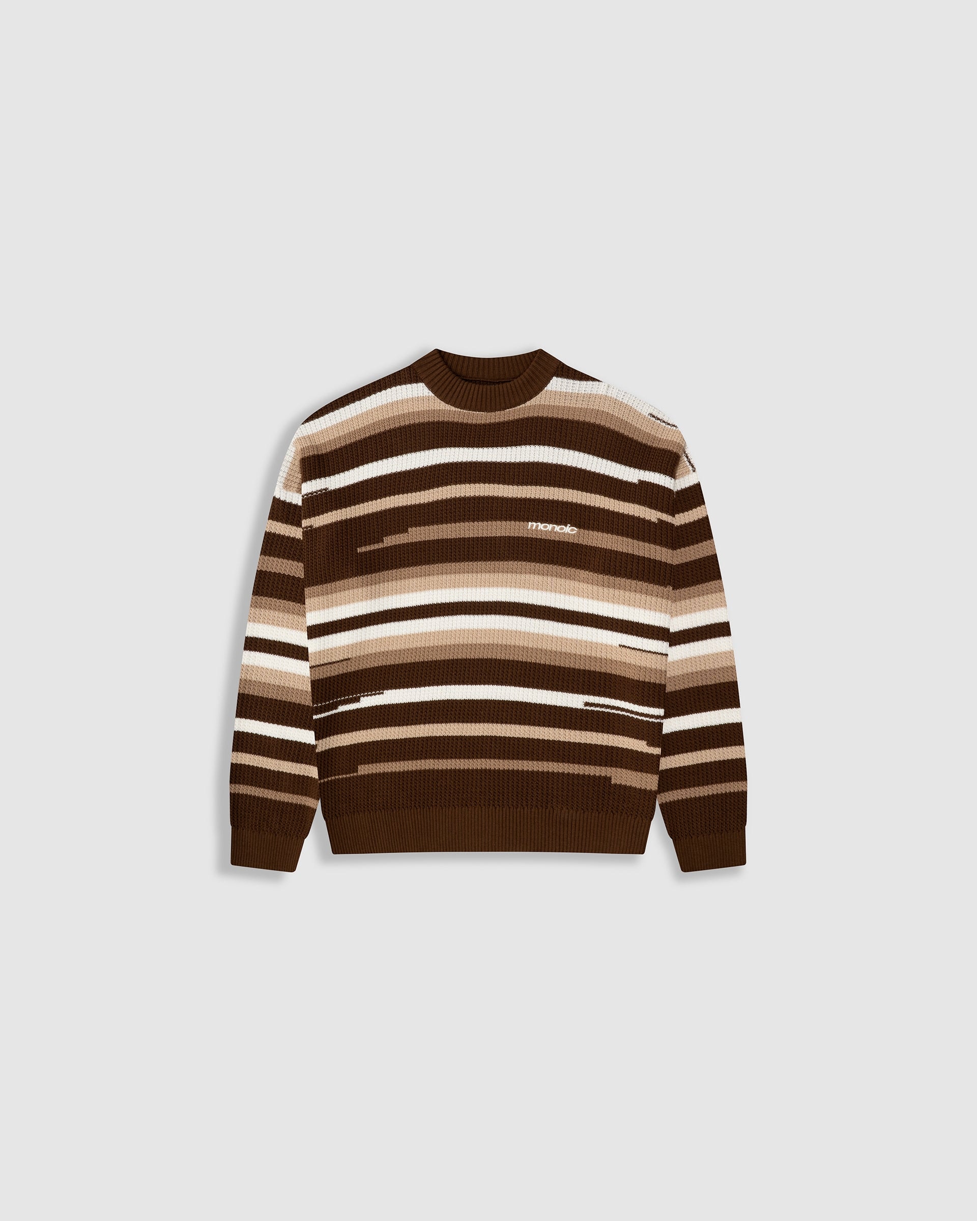 Striped Knitwear Sweater – Café, Crema y Beige - imagen 1