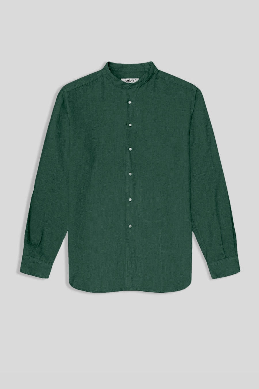 Men's linen shirt mao dark green - imagen 1