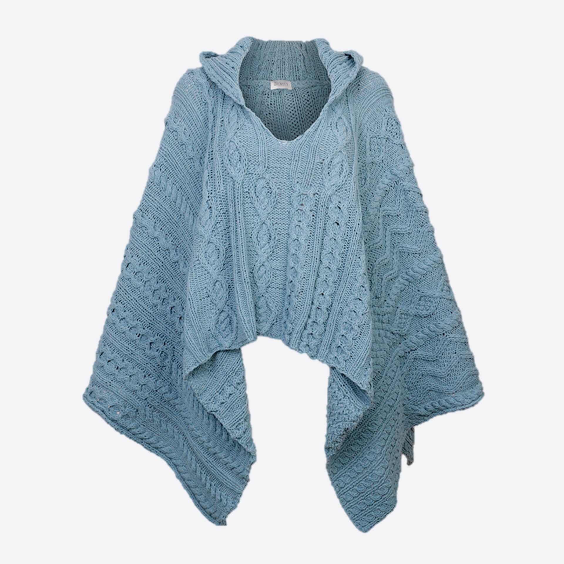 SARA KNITTED PONCHO WITH HOOD - imagen 1