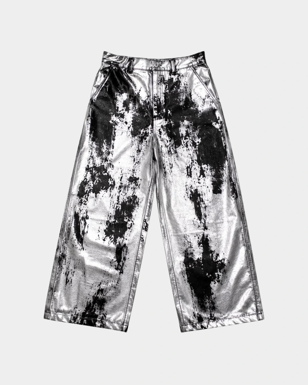 METALLIC SILVER HAND PAINTED PANT - imagen 1