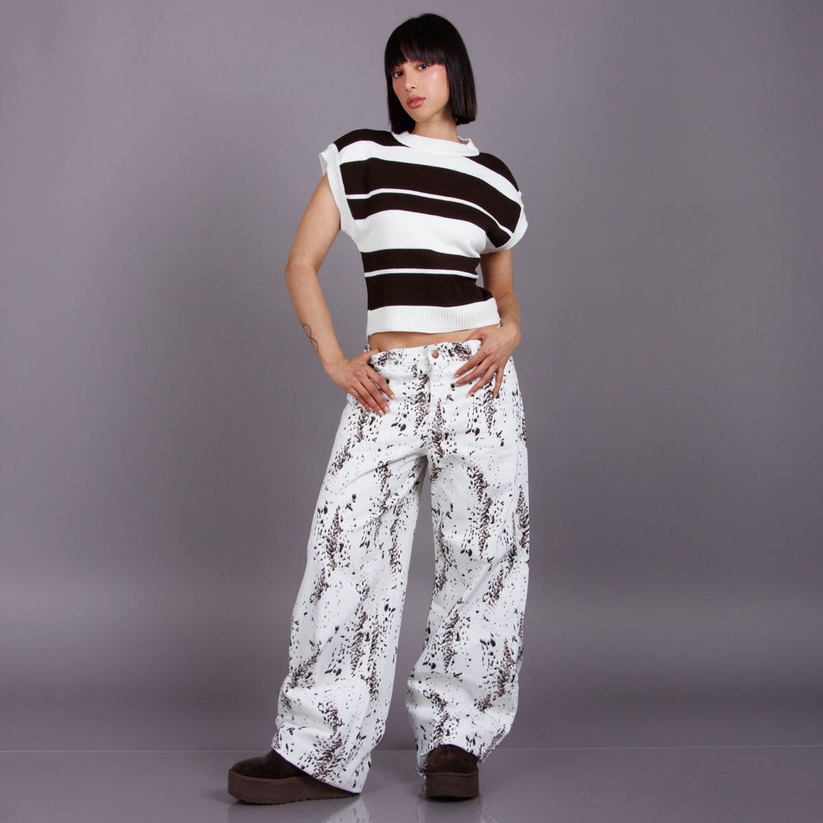 Jean Wide Leg Marfil Ax-3109 Rigido - imagen 1