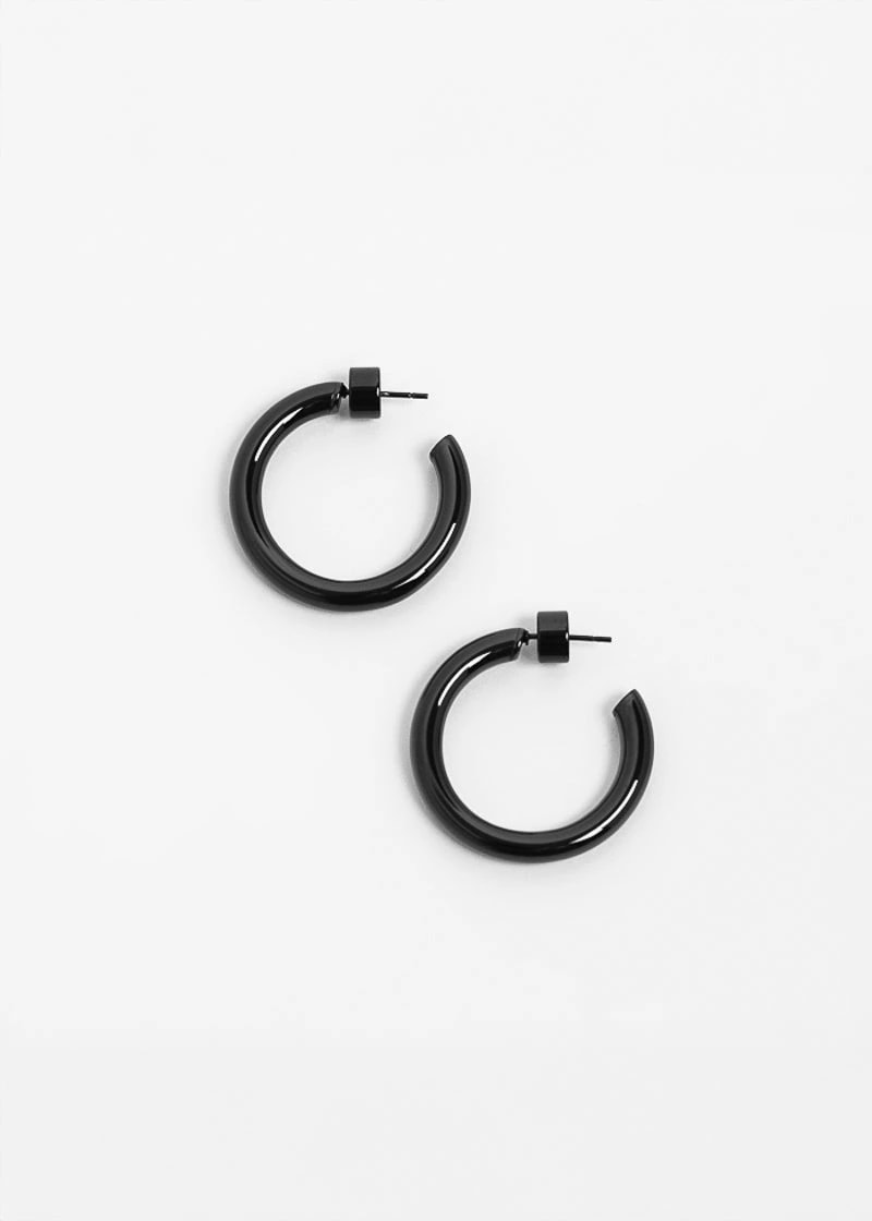 Small Chunky Hoops Negro - imagen 1