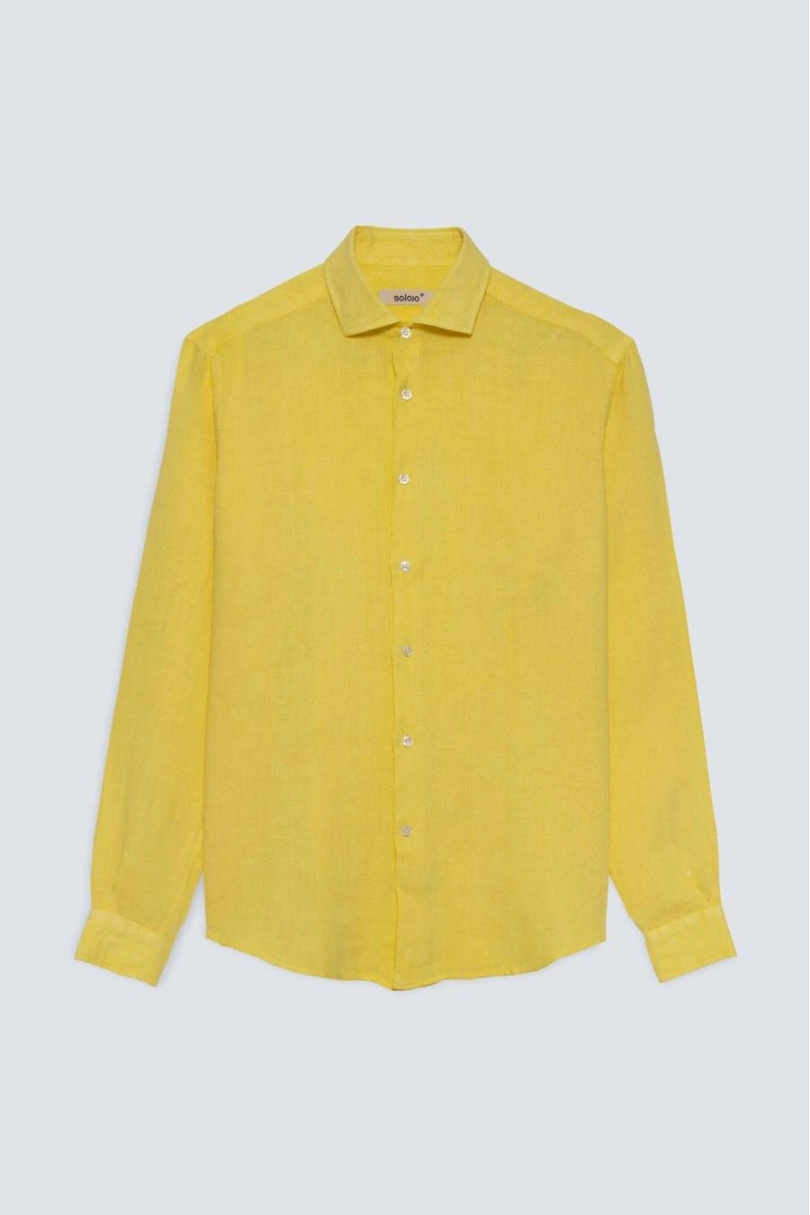 Men's linen shirt light yellow basic - imagen 1