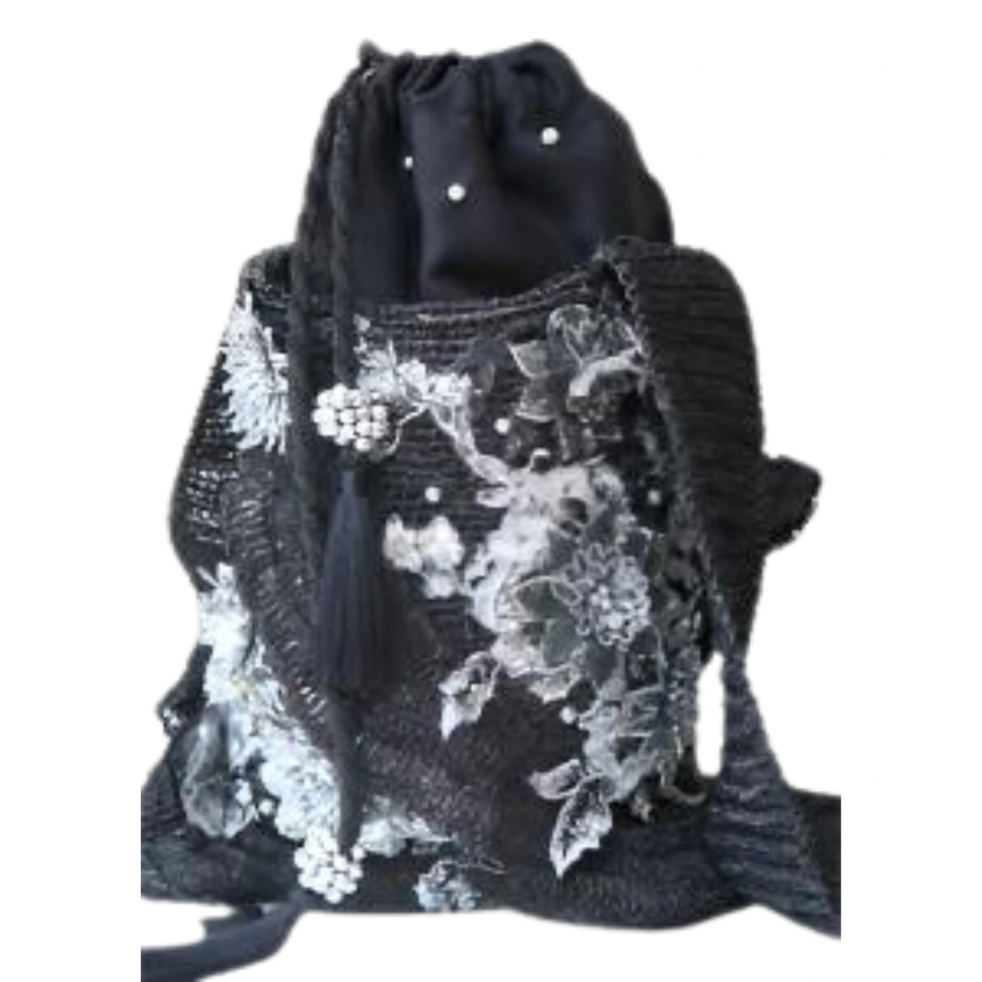 Black Bag with Murano Stone Embroidery - imagen 1