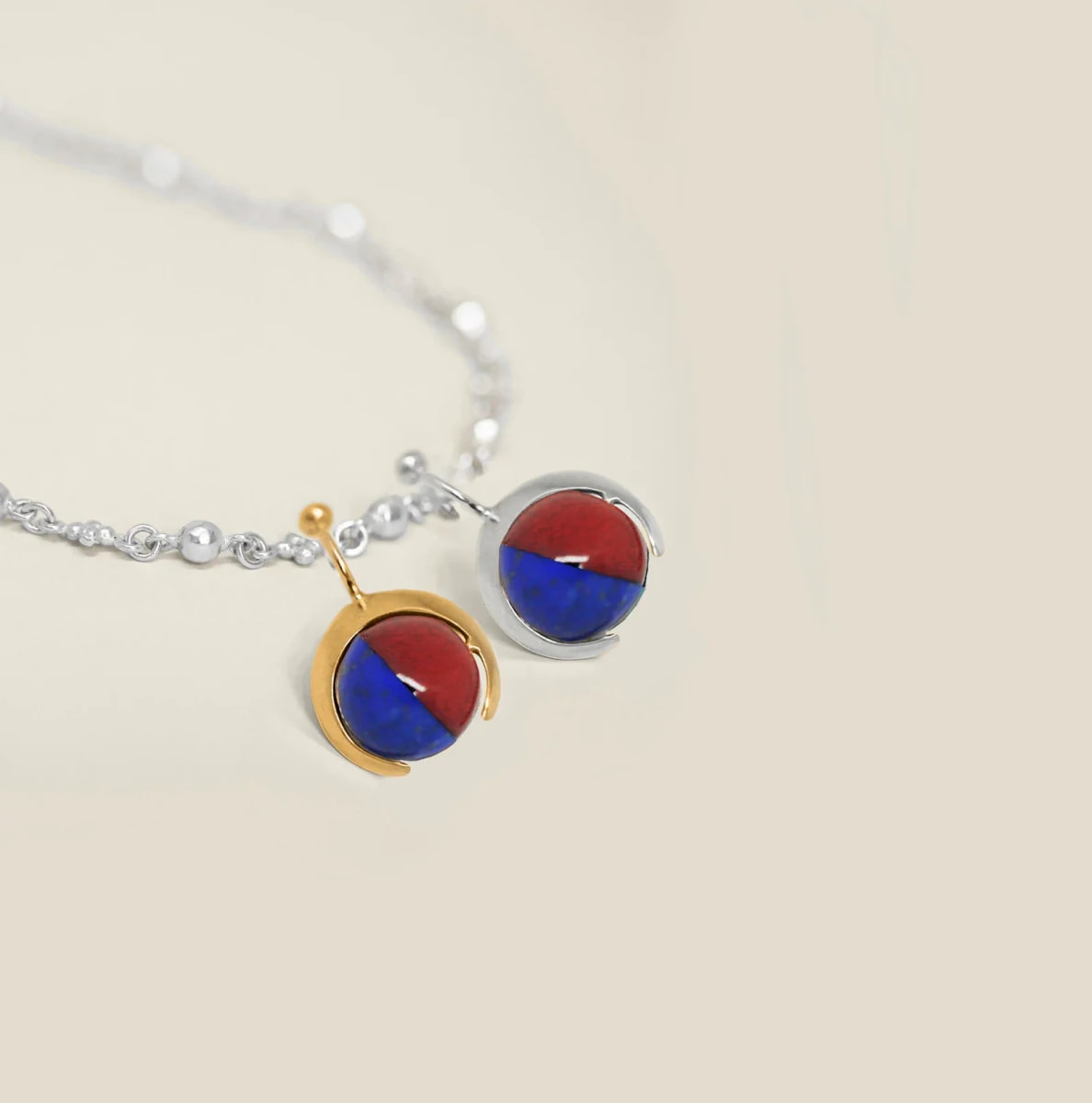 Moon Shadow Pendant Lapis Cornalina - imagen 1