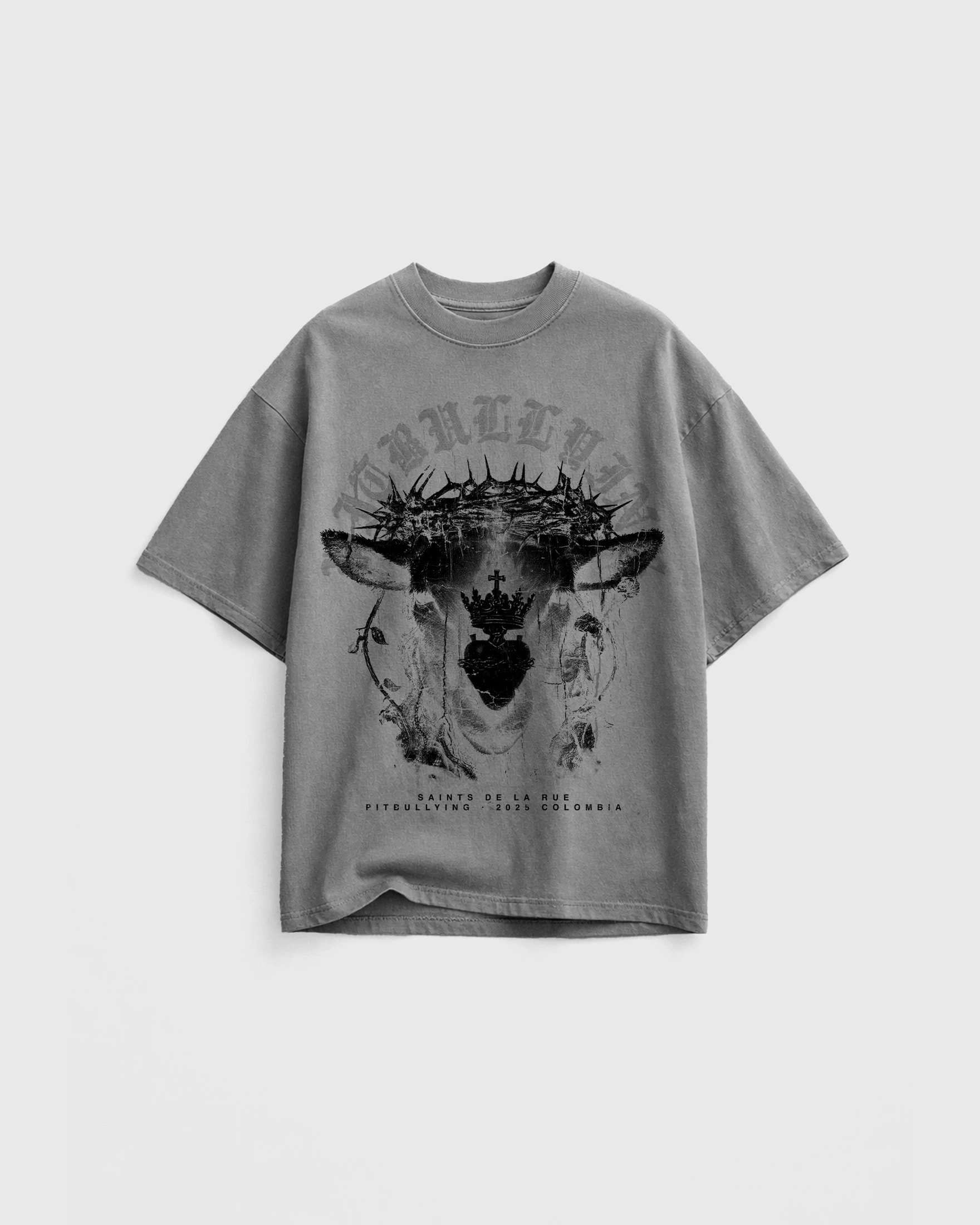 Camiseta Oversize Sagrado Corazon Gris - imagen 1