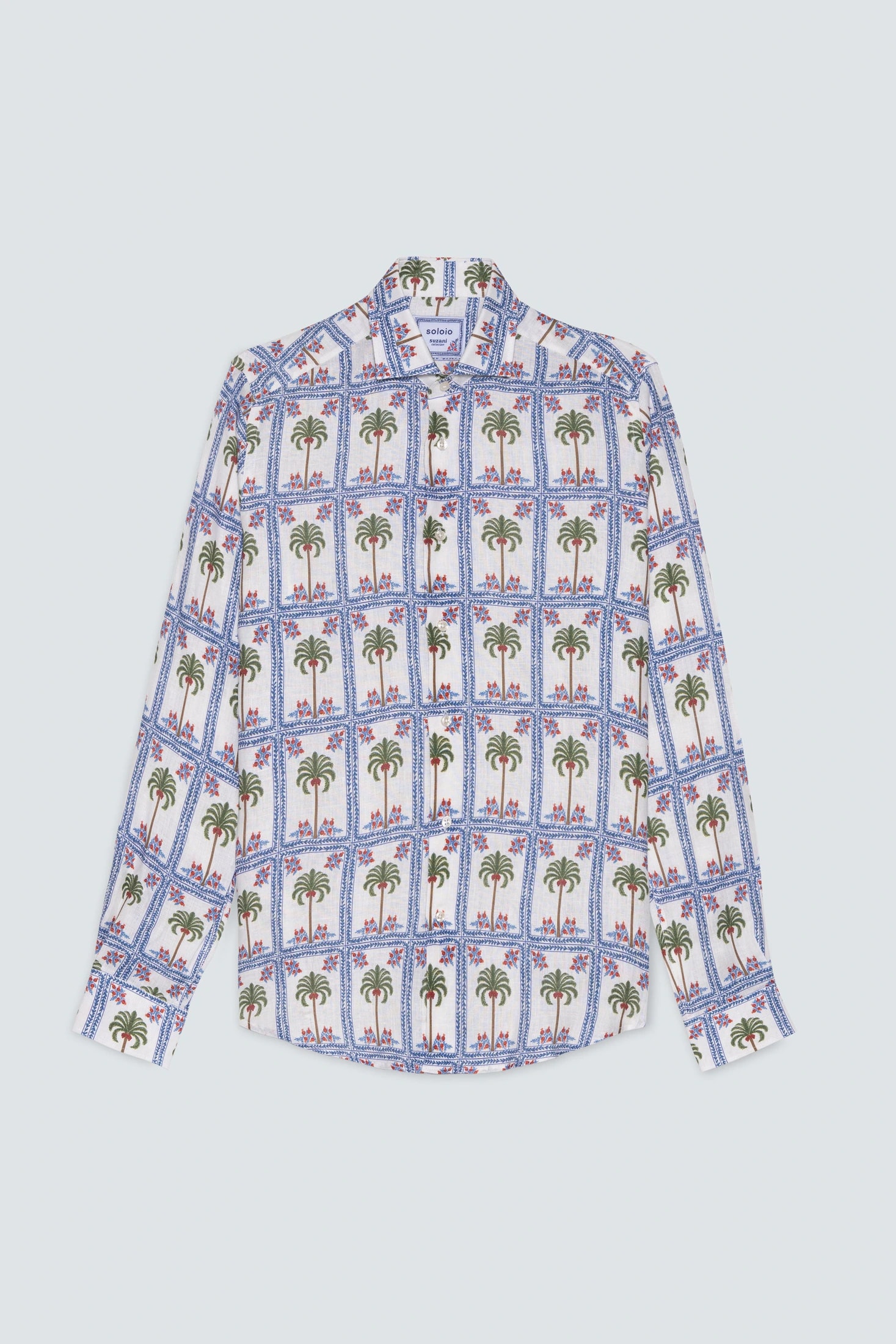 Men's linen shirt white tambour - imagen 1