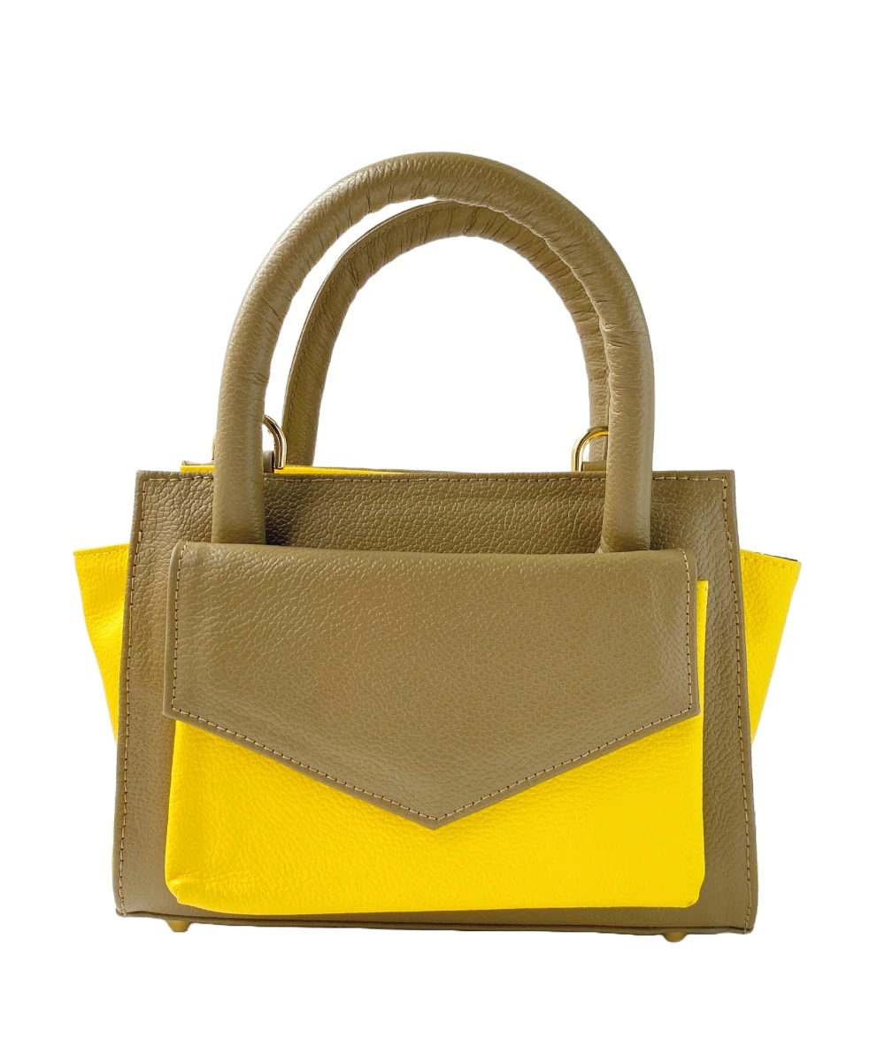 MiniBag Amarillo & Coffee – Bolso en Cuero - imagen 1