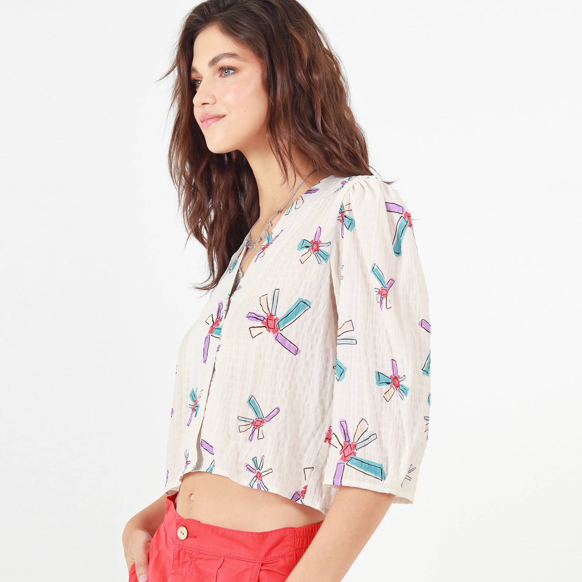 Blusa Cuello V Manga 3cuartos - imagen 1