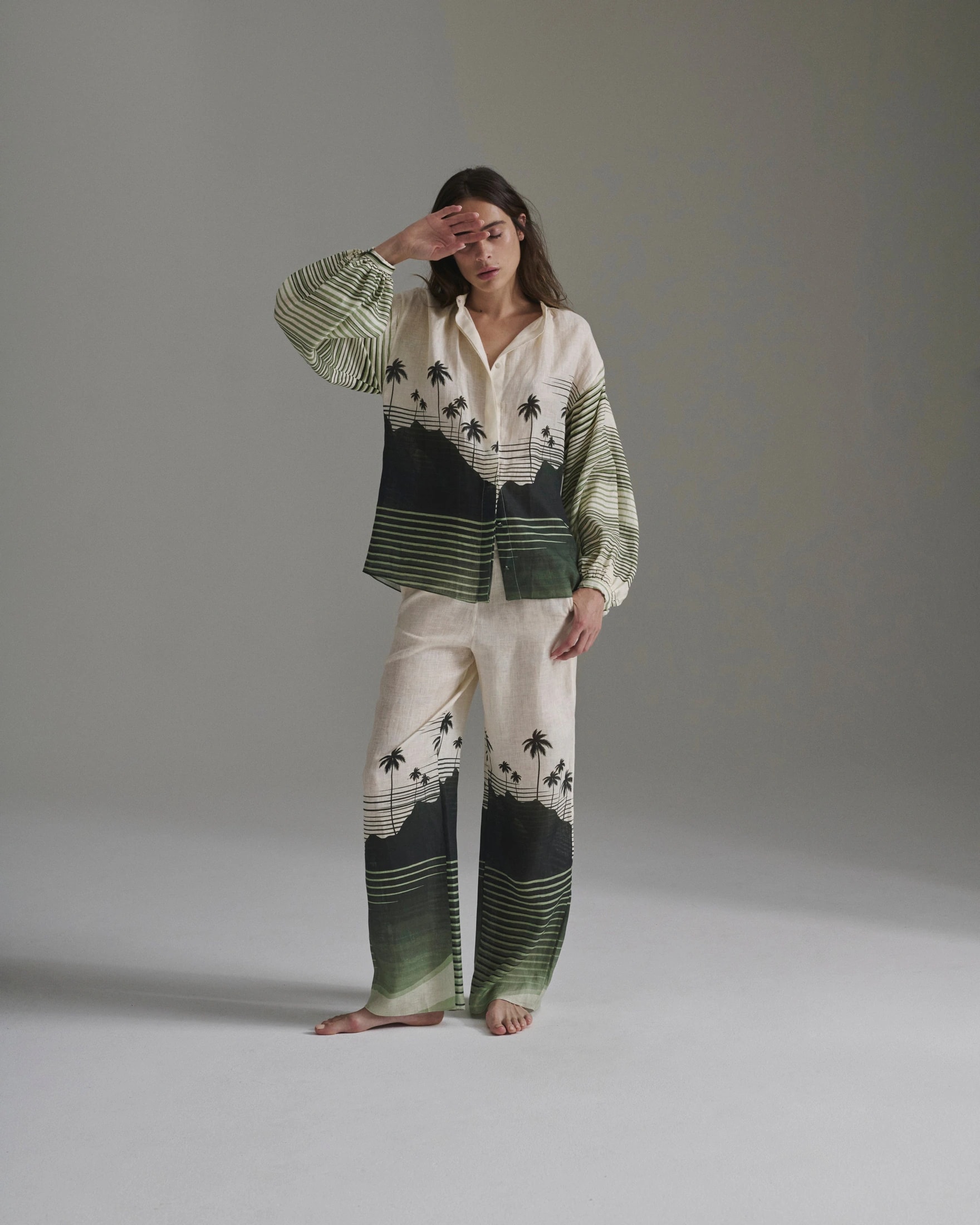 Don Simon Linen Shirt / Green Tropical Landscape - imagen 1