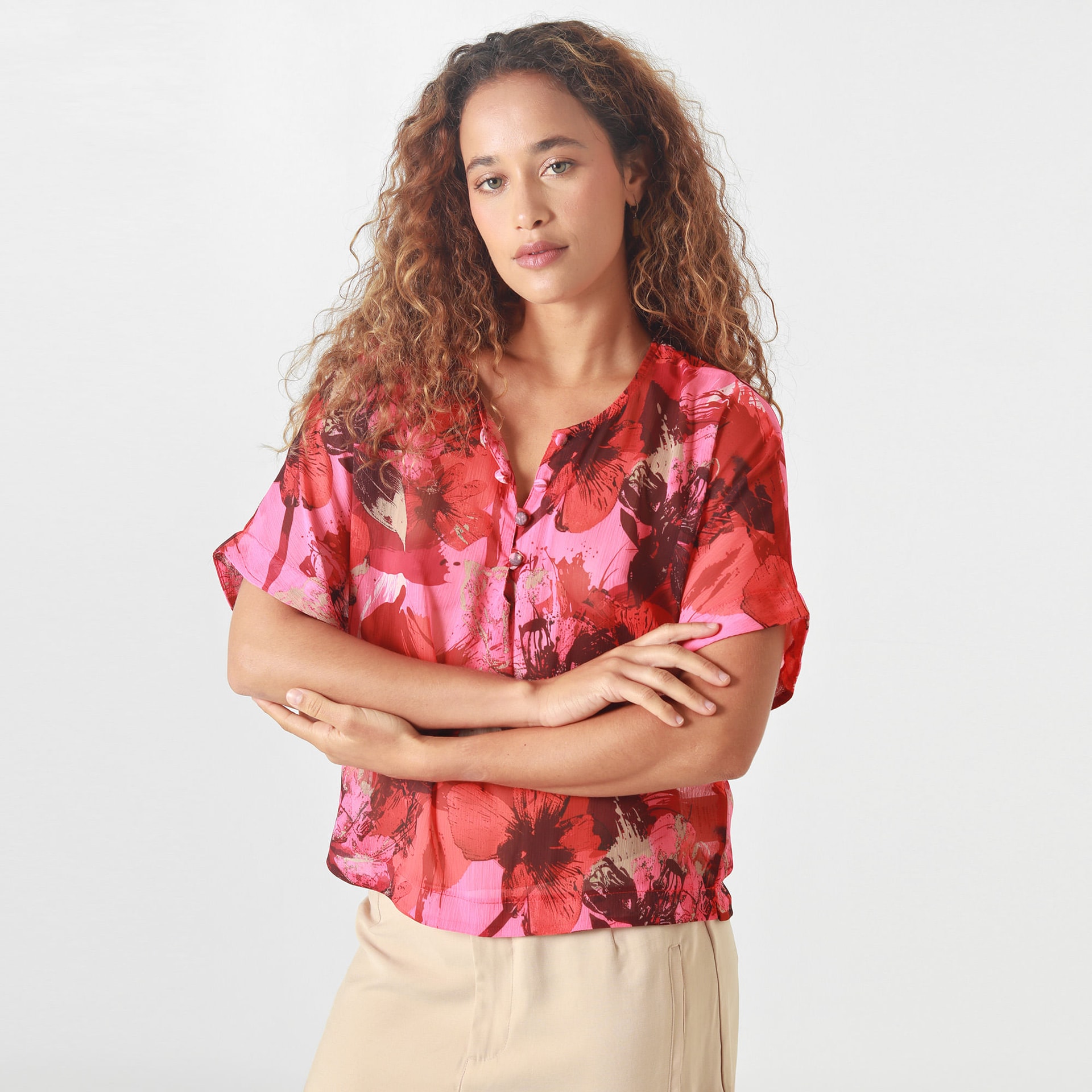 Blusa Cuello V Manga Corta - imagen 1