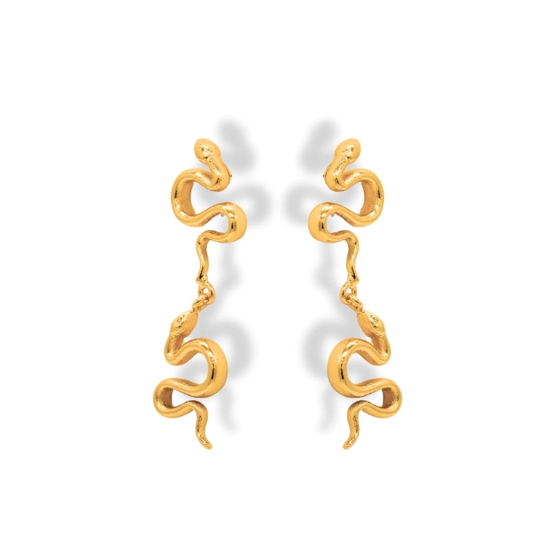 Aretes largos con serpiente grande - imagen 1