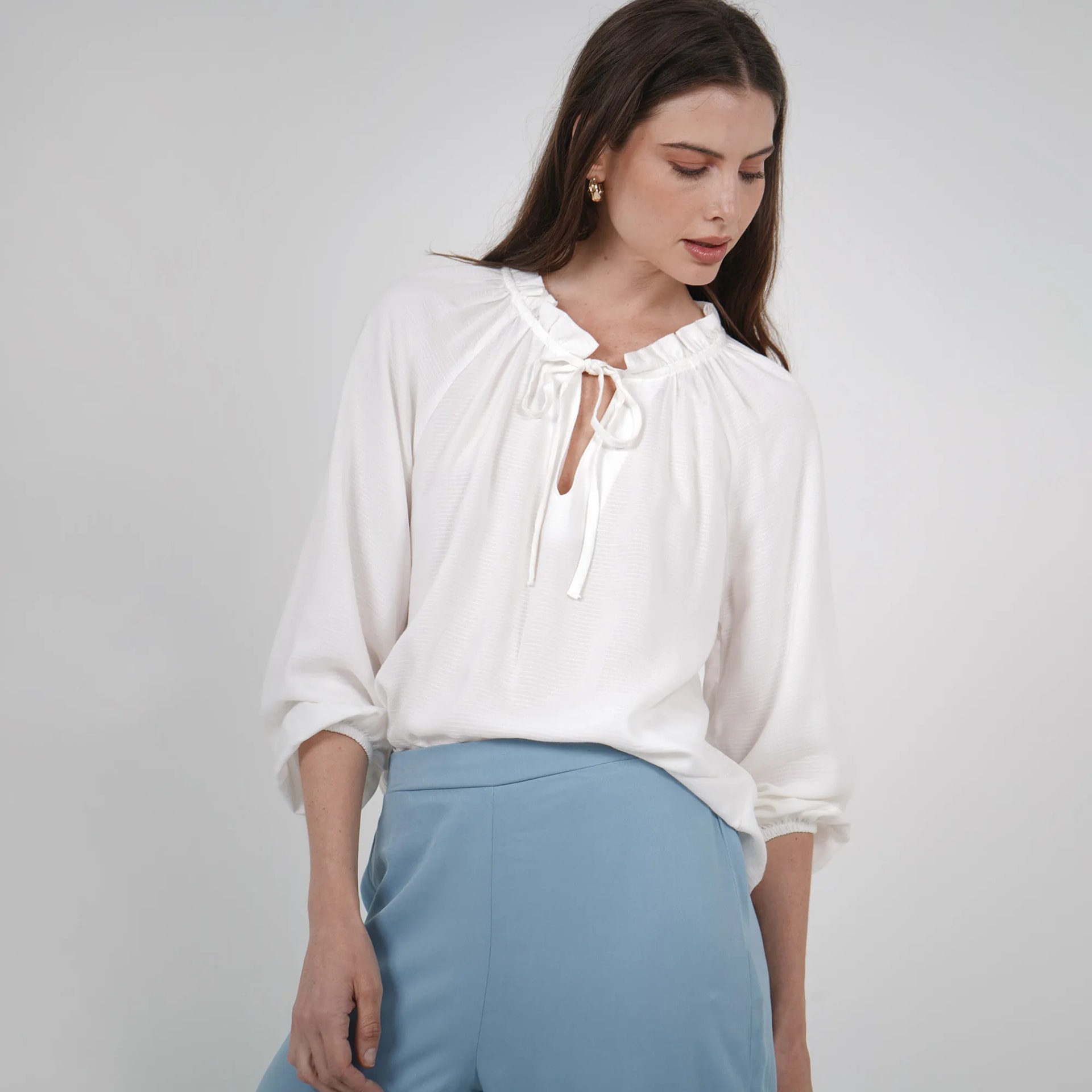 Blusa Cuello V Manga 3Cuartos - imagen 1