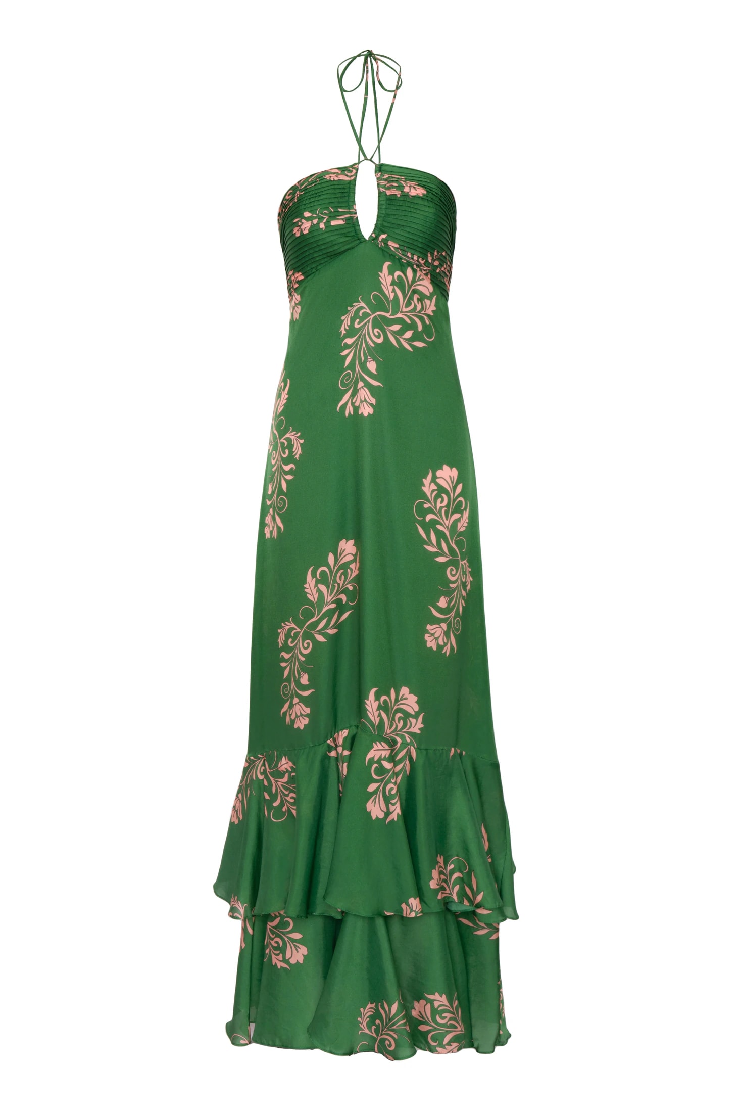 Sevillana Cotton Silk Maxi Dress / Green Buganvilias - imagen 1