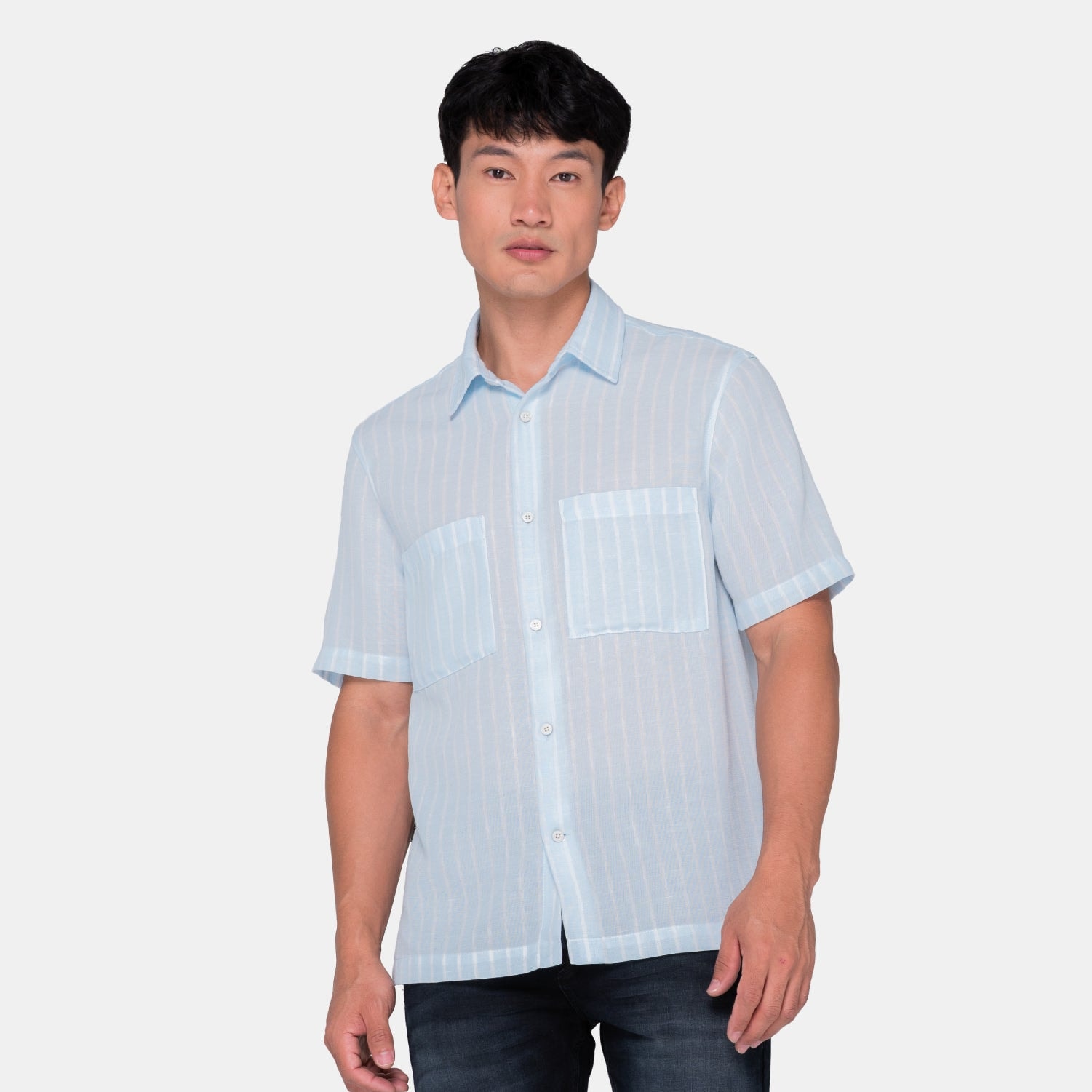 Vertical Stripes S/S Shirt Light Blue - imagen 1