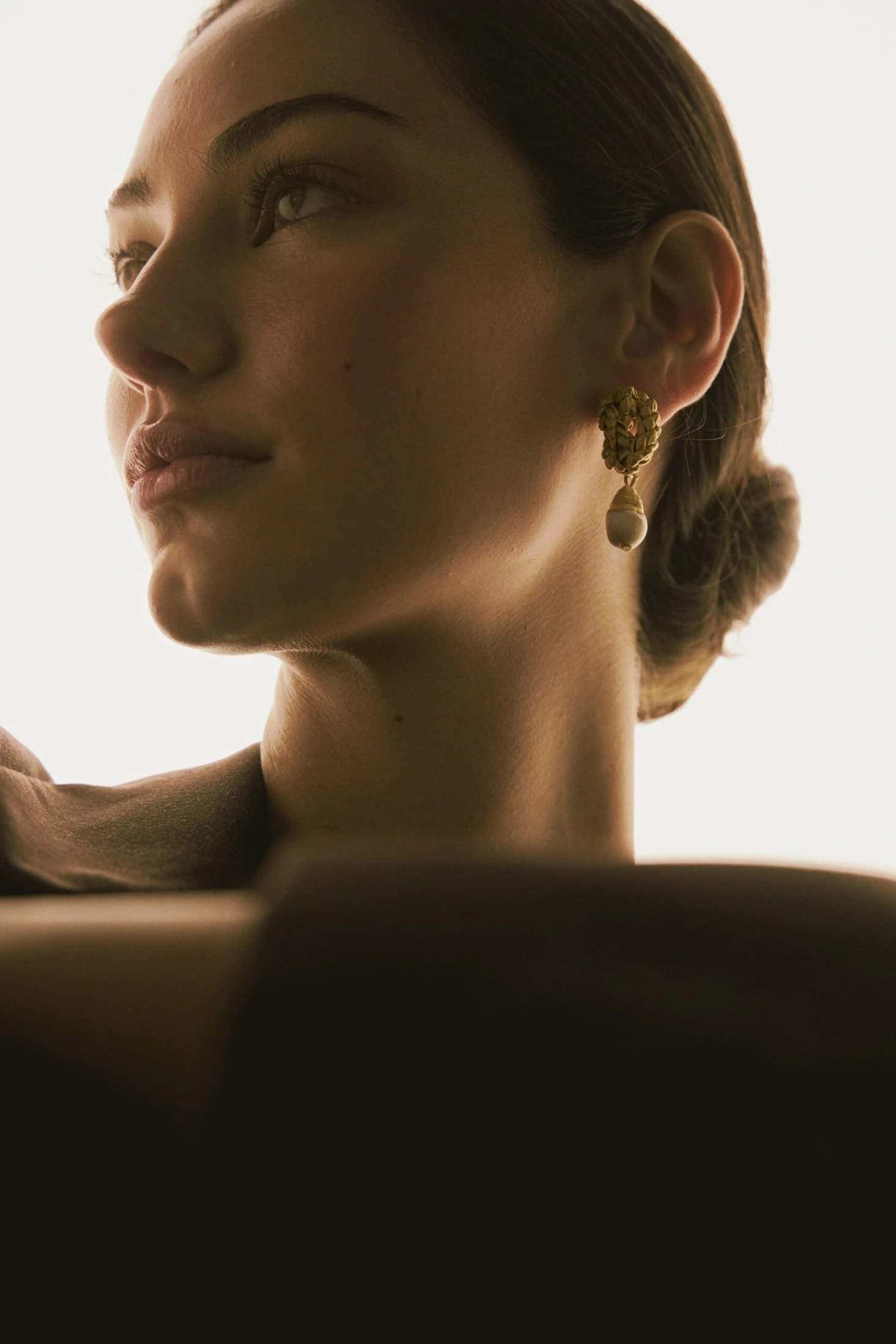 ARETES NUDO PINO NORFOLK CON PERLAS - imagen 1
