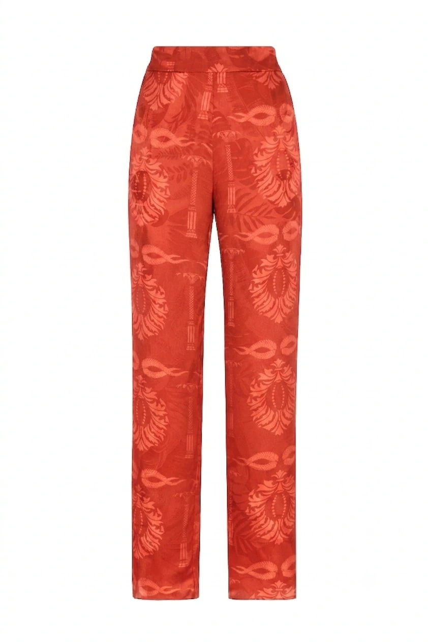 Santo Tomas Jacquard Silk Pants / Red Exclusivo - imagen 1