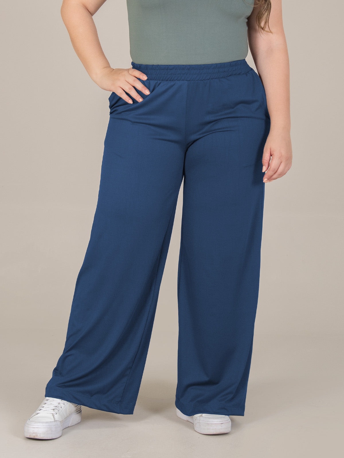 Sahay Pantalon Talla Plus Azul Mar - imagen 1
