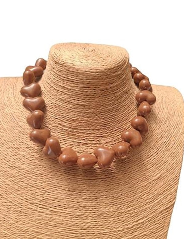 Collar Maxi Corazones Cafe - imagen 1