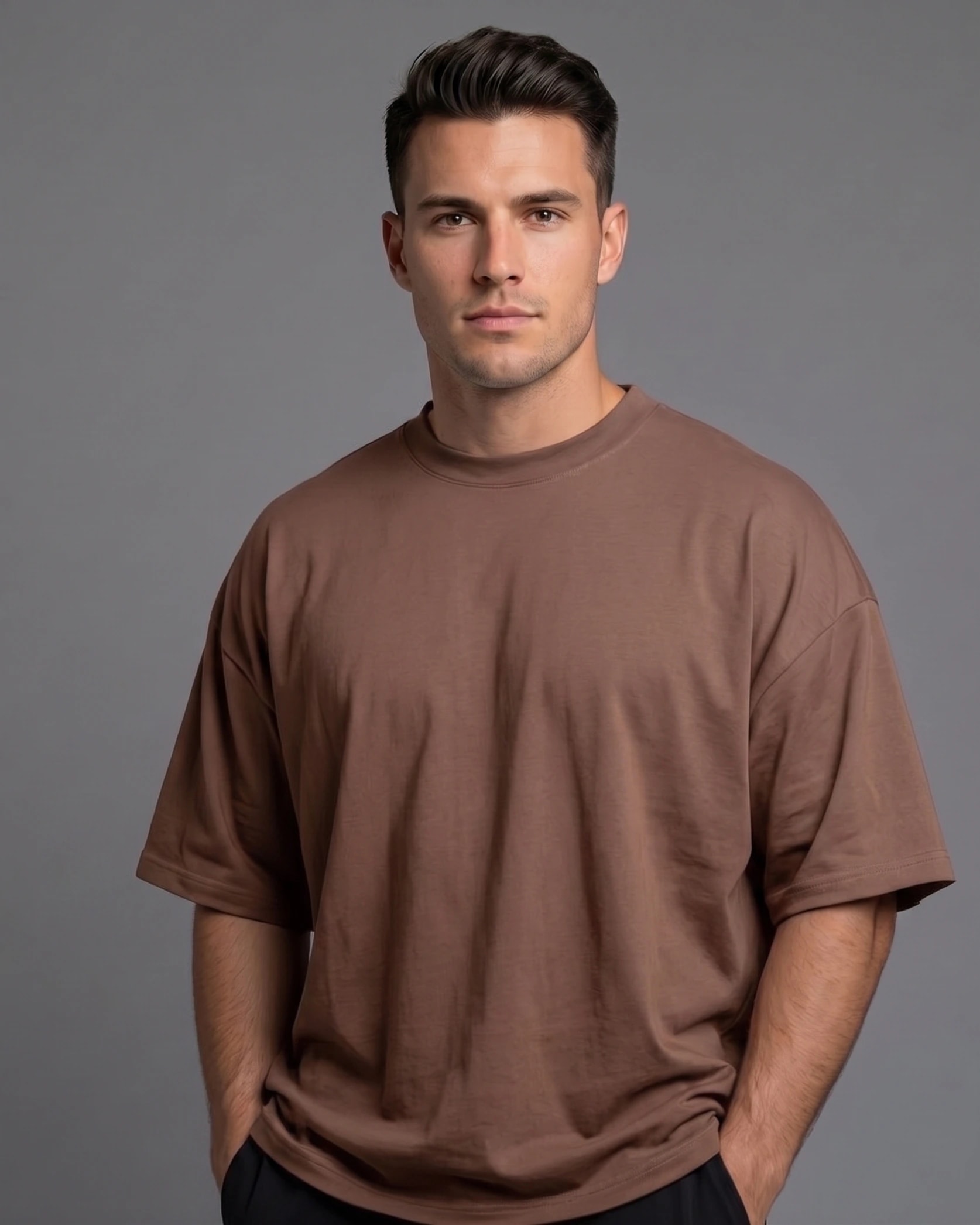 Camiseta Fist Basica Premium Stretch Marron Medio - imagen 1