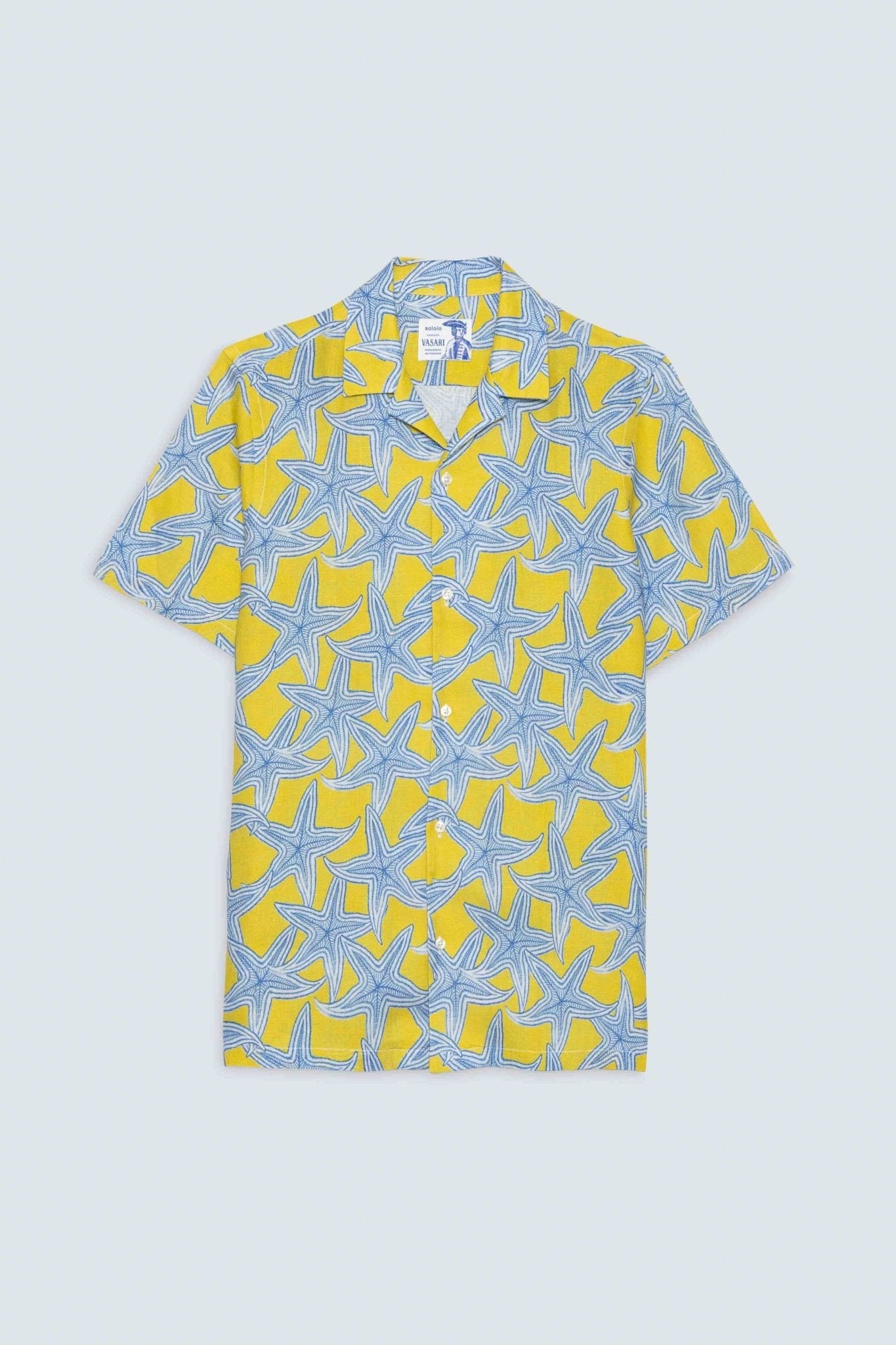 Men's linen shirt yellow intaglio - imagen 1