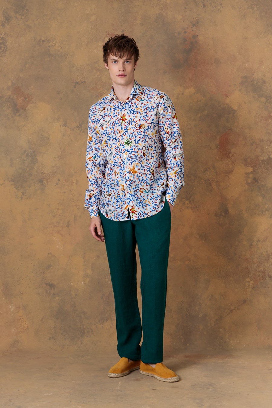 Men's shirt linen delphos white - imagen 1