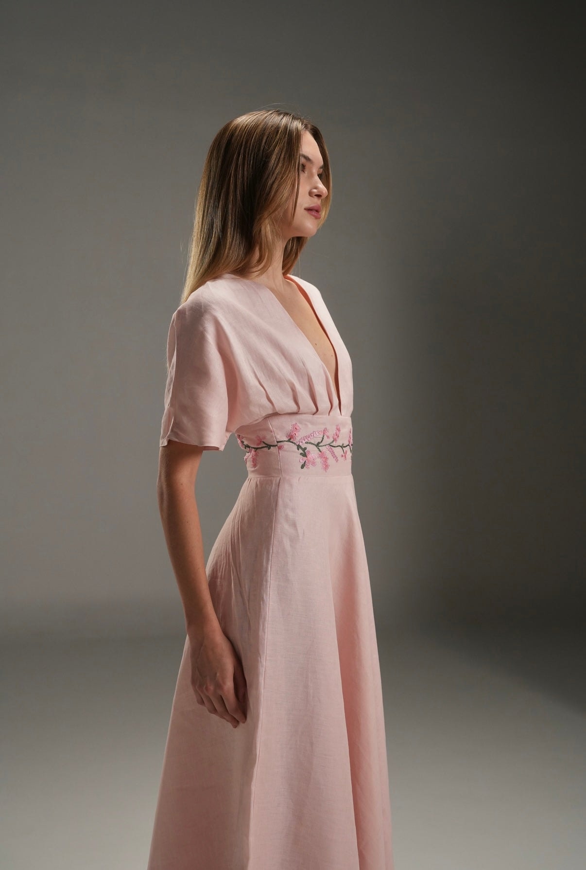 PINK LUCY LINEN LONG DRESS - imagen 1