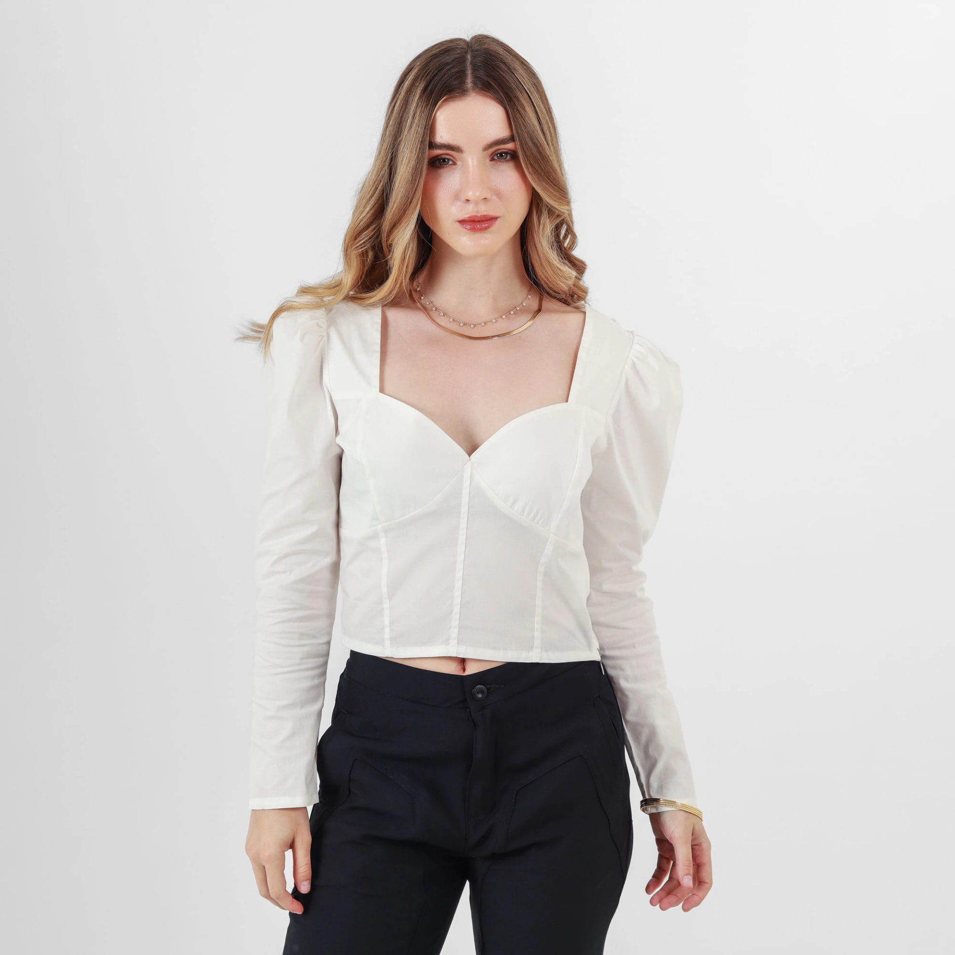 Blusa Cuello V Manga Larga - imagen 1