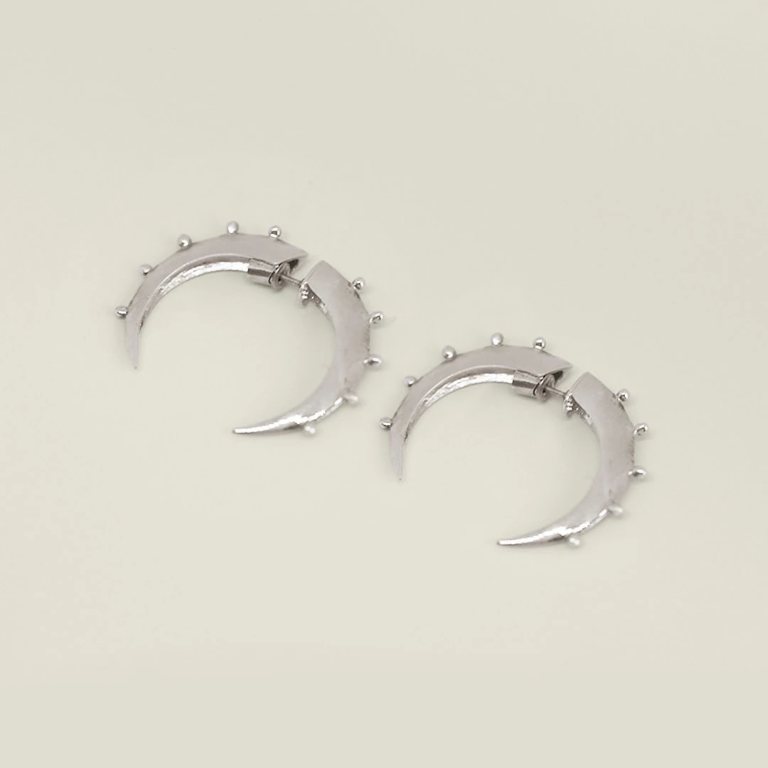 Mini Crescent Hoops Silver - imagen 1