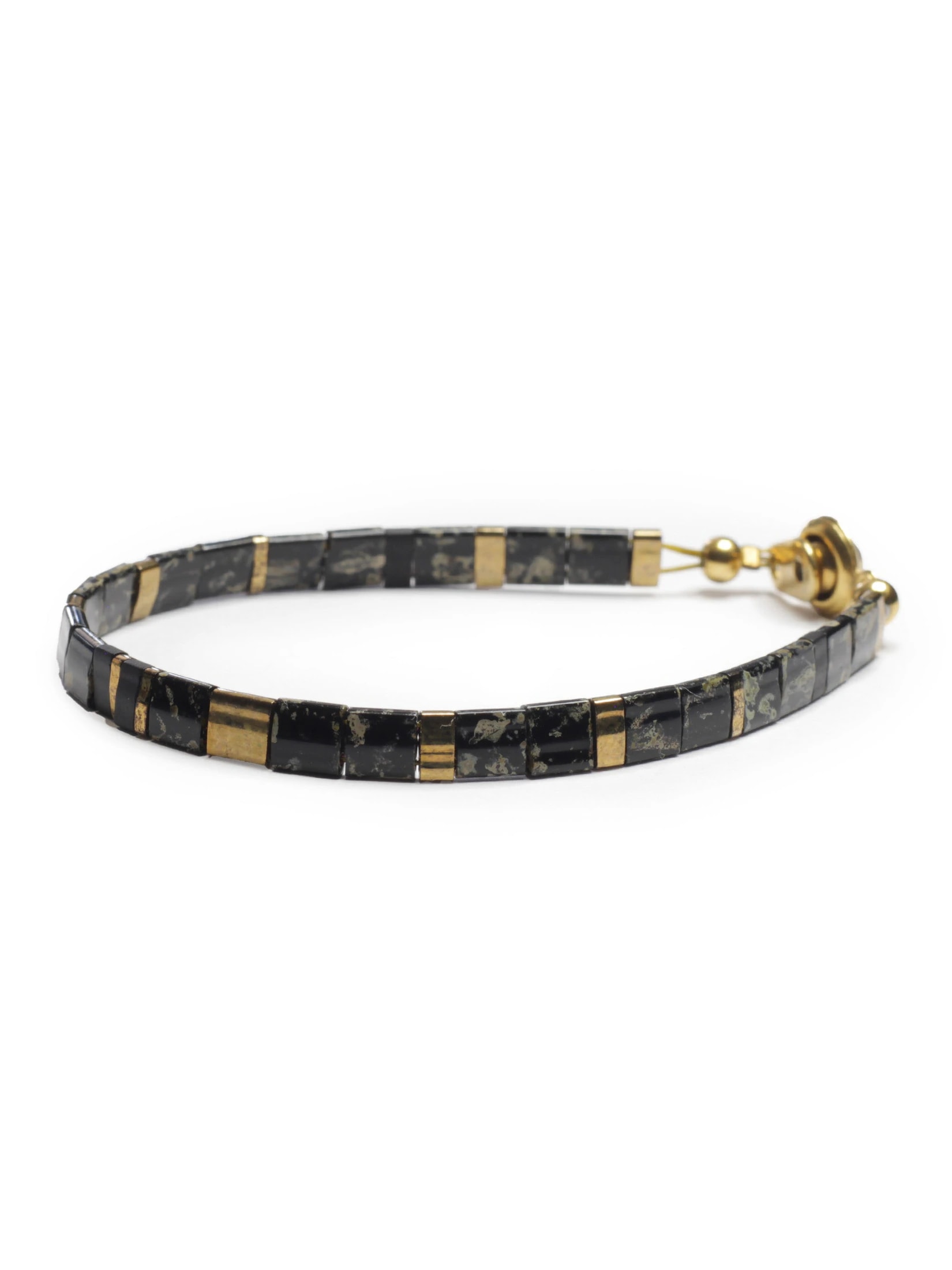 Brazalete Miyuki Tila Marmol Negro 5mm - imagen 1