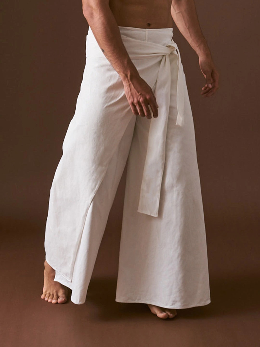 Pantalón Blanco Envolvente en Drill Algodón - imagen 1