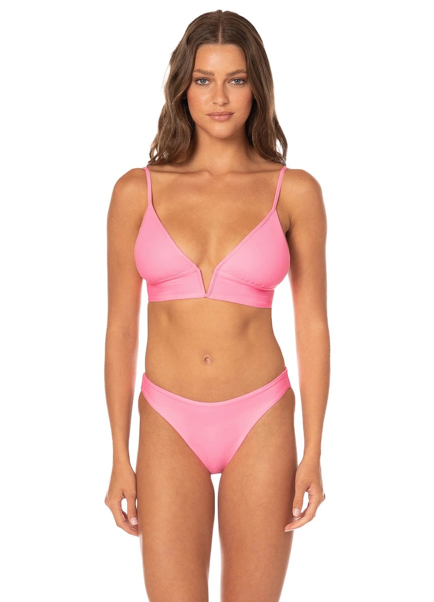 Maaji Pink Parade Long Line Triangle Bikini Top - imagen 1