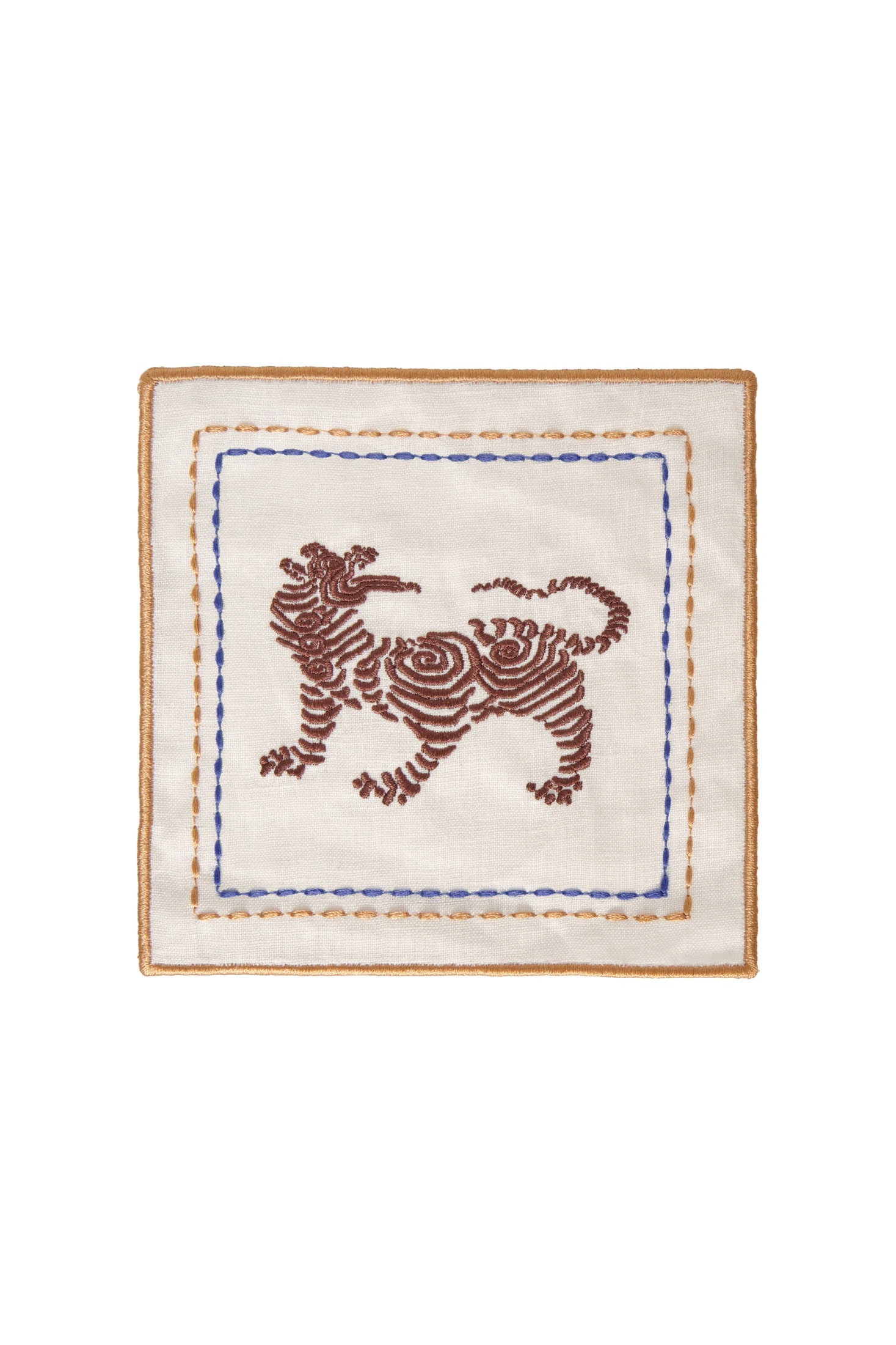 Tiger Cocktail Napkins / Ivory & Brown - Set of 4 - imagen 1