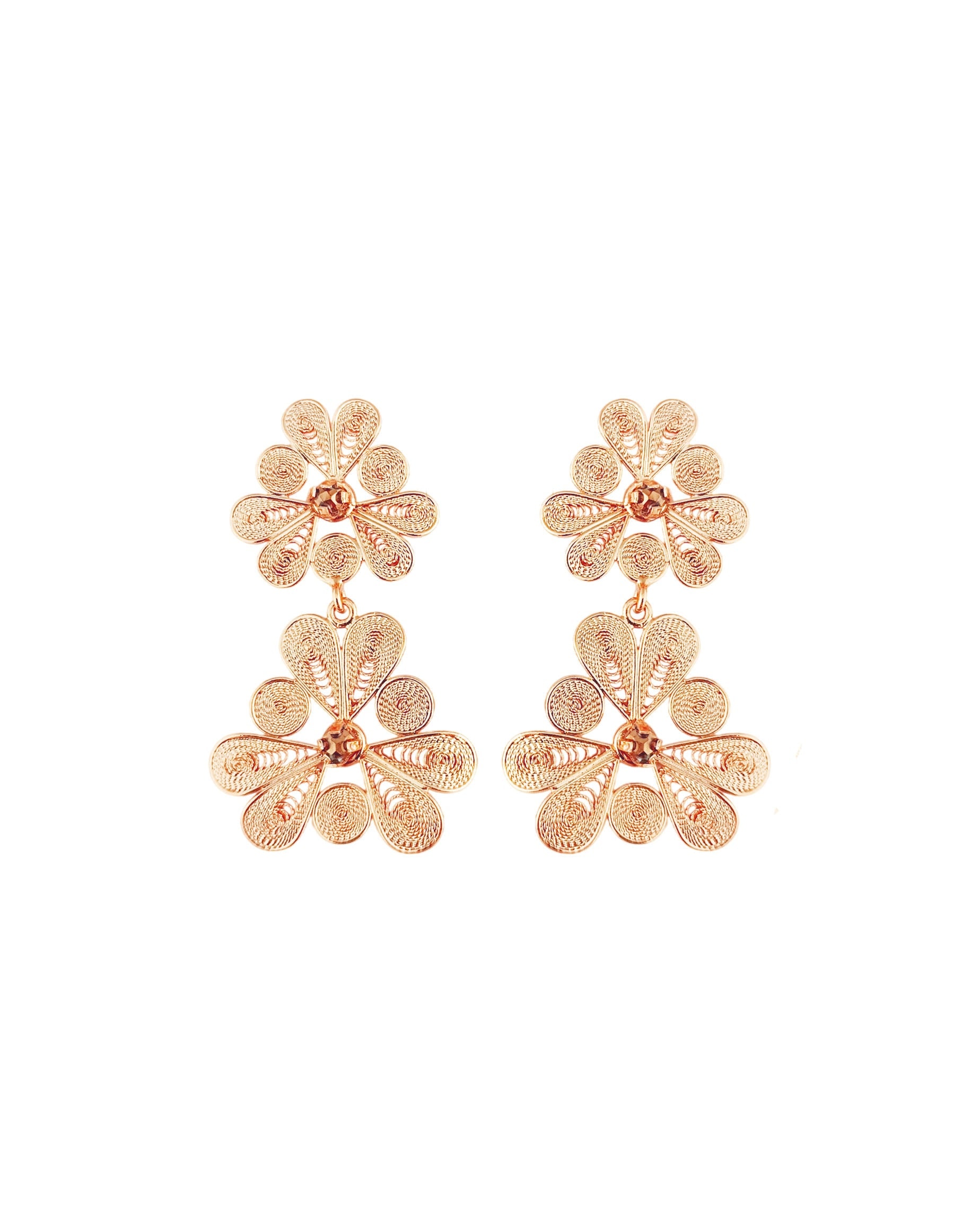 Aretes doble flor, Katya - imagen 1