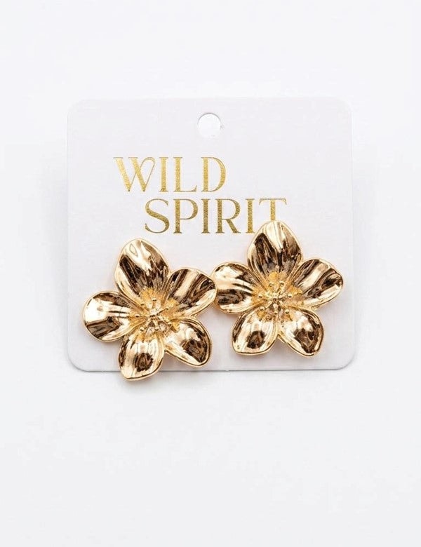 Aretes Flor Mediano Dorado - imagen 1